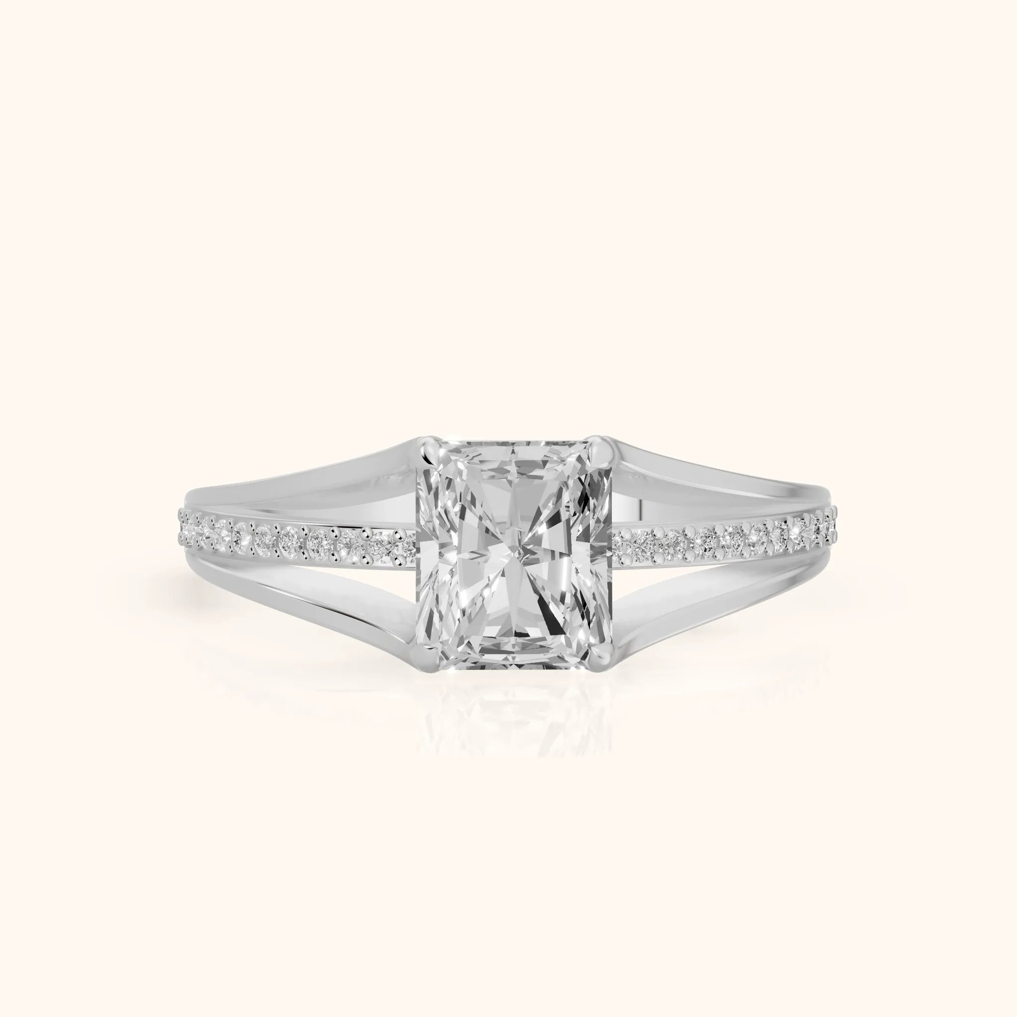 Lucinda Split Shank Radiant Diamond Engagement Ring in Silver — view 1