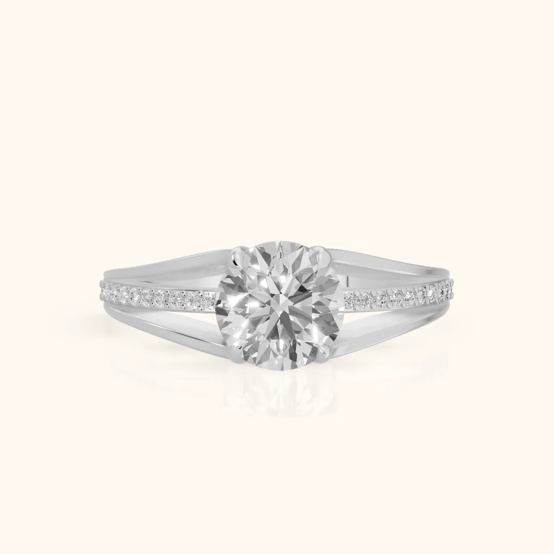 Lucinda Split Shank Round Diamond Engagement Ring in Silver — view 2