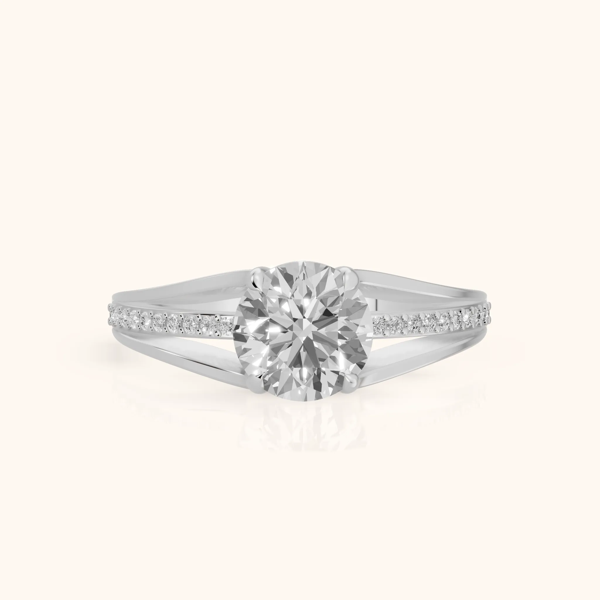 Lucinda Split Shank Round Diamond Engagement Ring in Silver — view 1