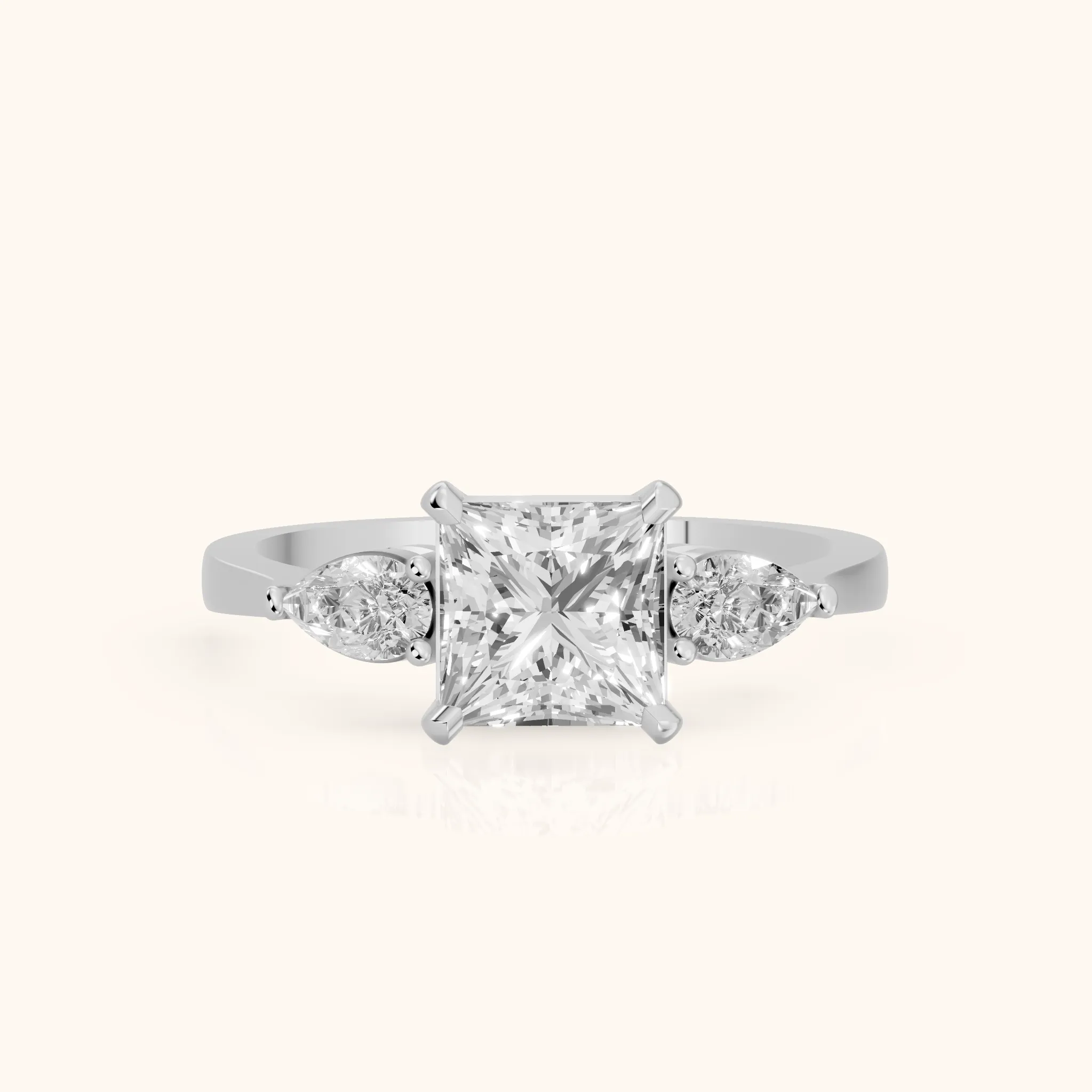 Bague de Fiançailles Grace en Platine sertie d'un Diamant Princesse Trois Pierres — view 1