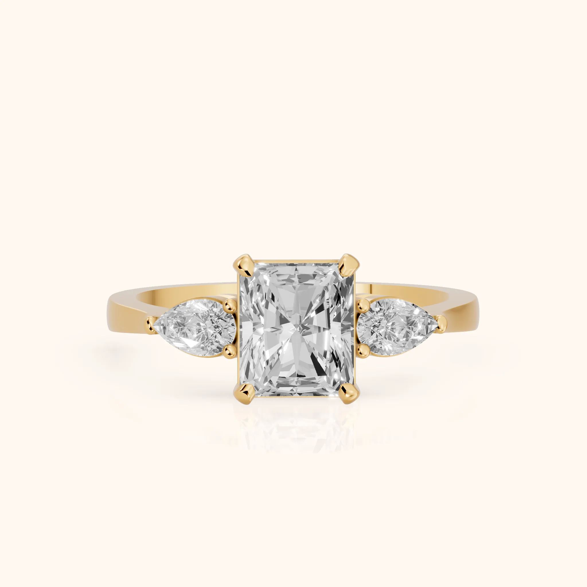 Bague de fiançailles Grace trois pierres diamant radiant en or jaune — view 1
