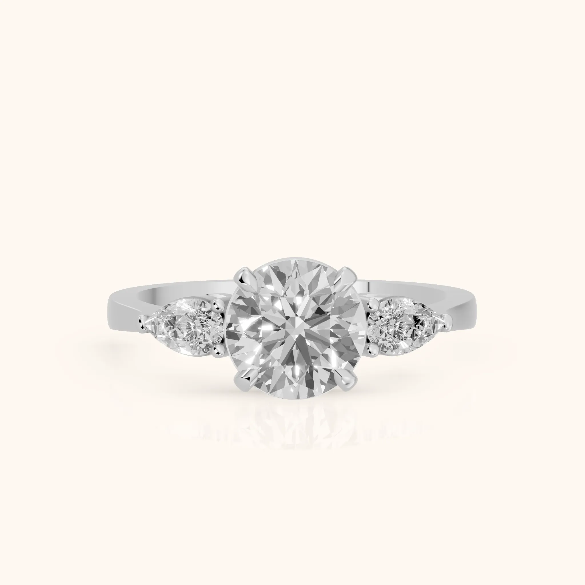 Bague de fiançailles Grace trois pierres rondes en diamant et platine — view 1