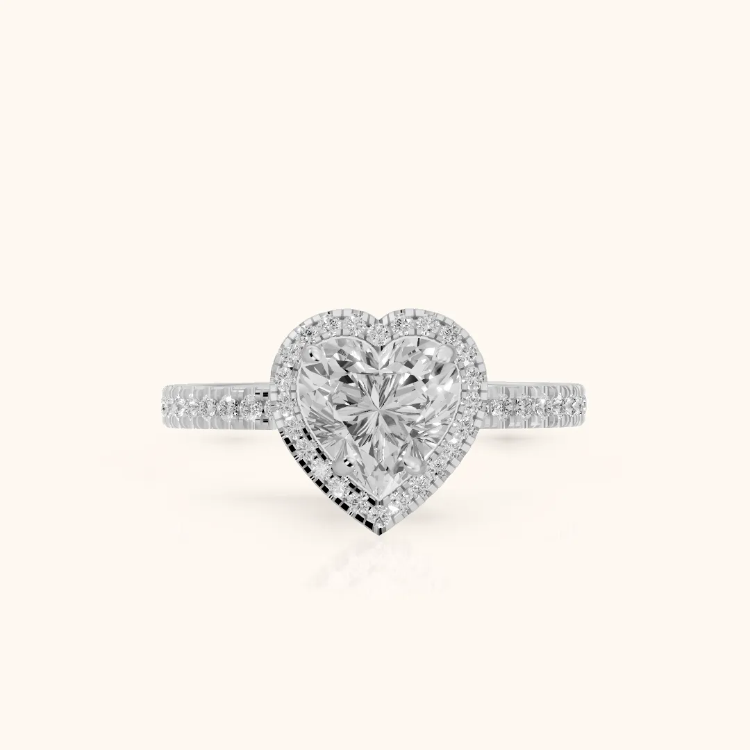 Rosemary Halo Pavé Heart Diamond Engagement Ring in Platinum — view 2