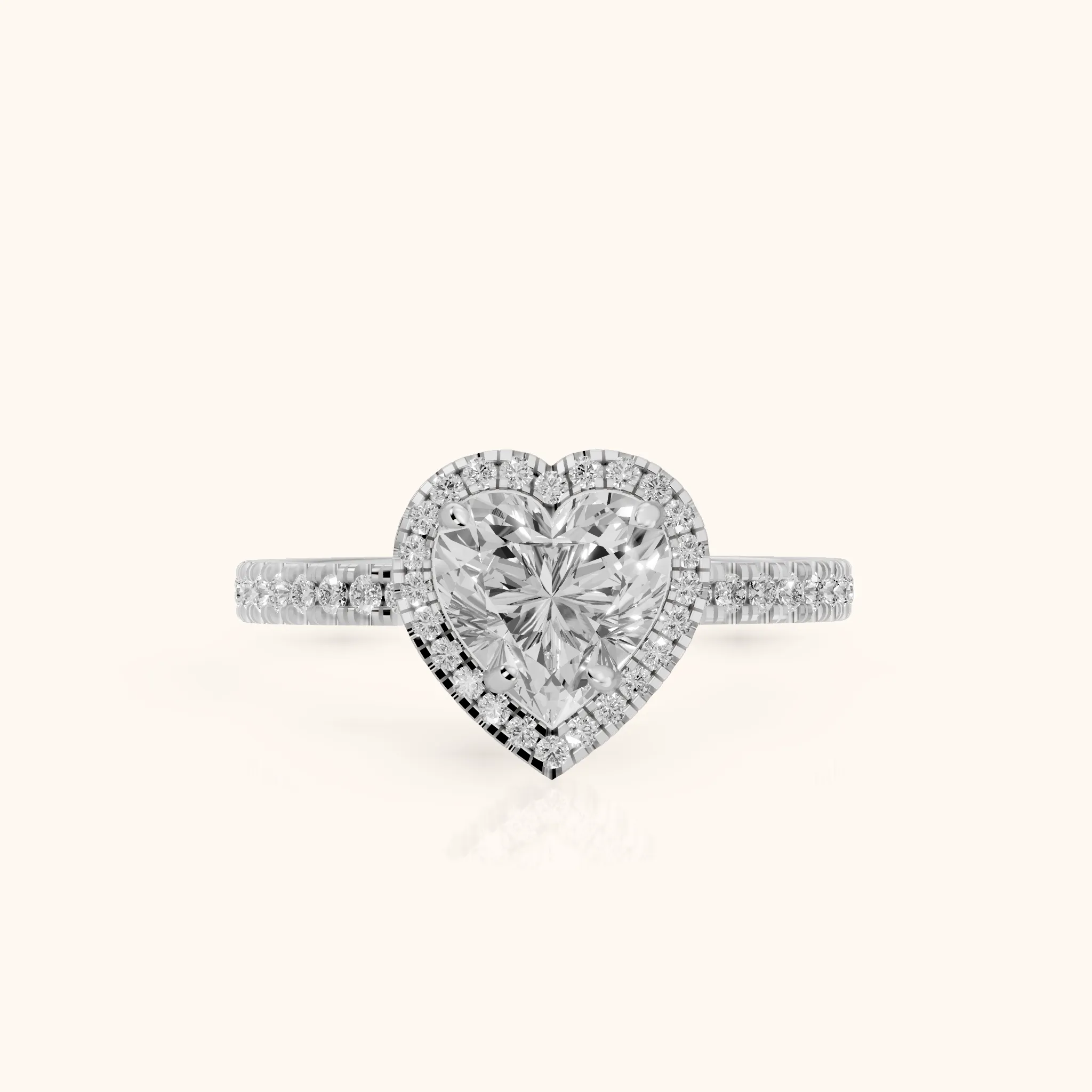 Rosemary Halo Pavé Heart Diamond Engagement Ring in Platinum — view 1
