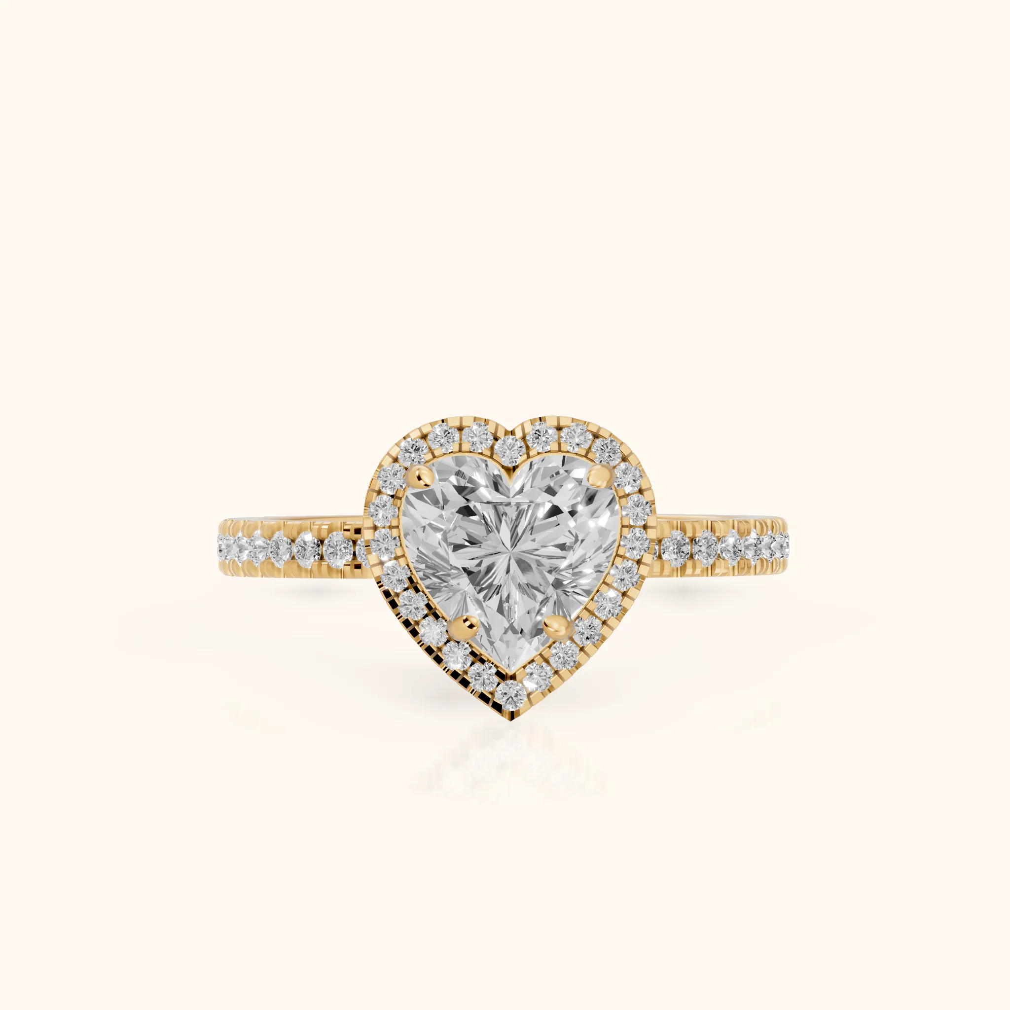 Rosemary Halo Pavé Heart Diamond Engagement Ring in Yellow Gold — view 1