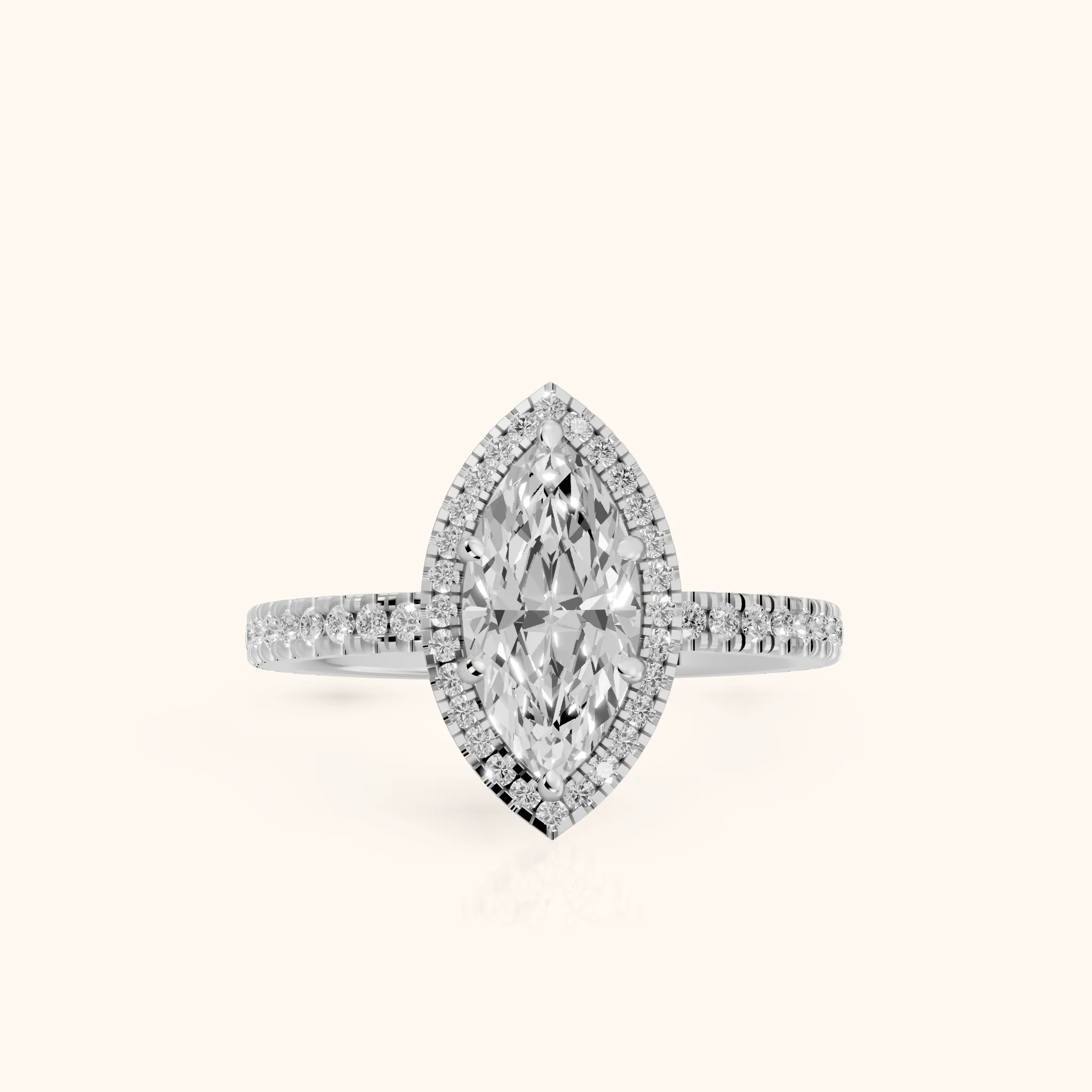 Rosemary Halo Pavé Marquise Diamond Engagement Ring in Silver — view 1