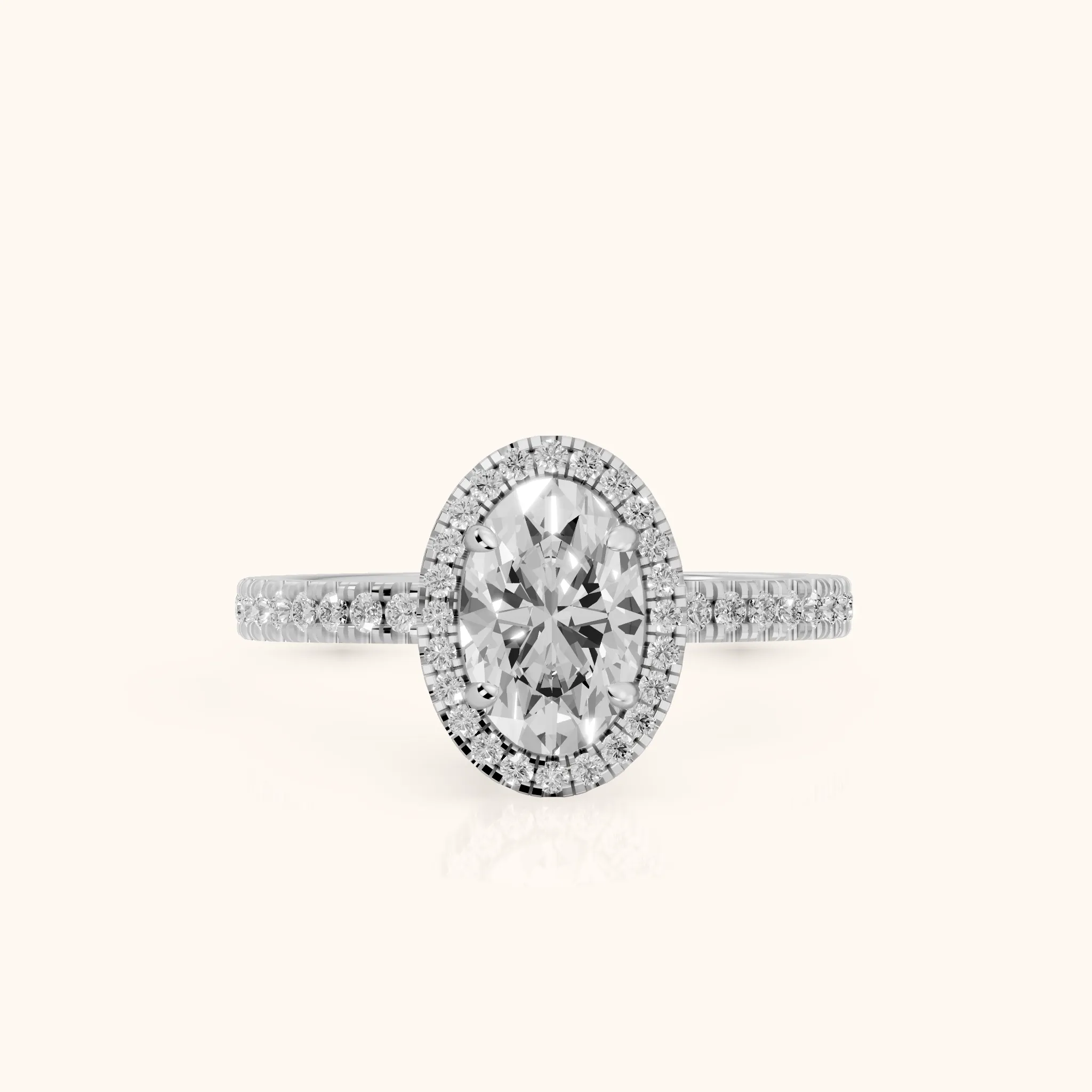 Rosemary Halo Pavé Oval Diamond Engagement Ring in Silver — view 1