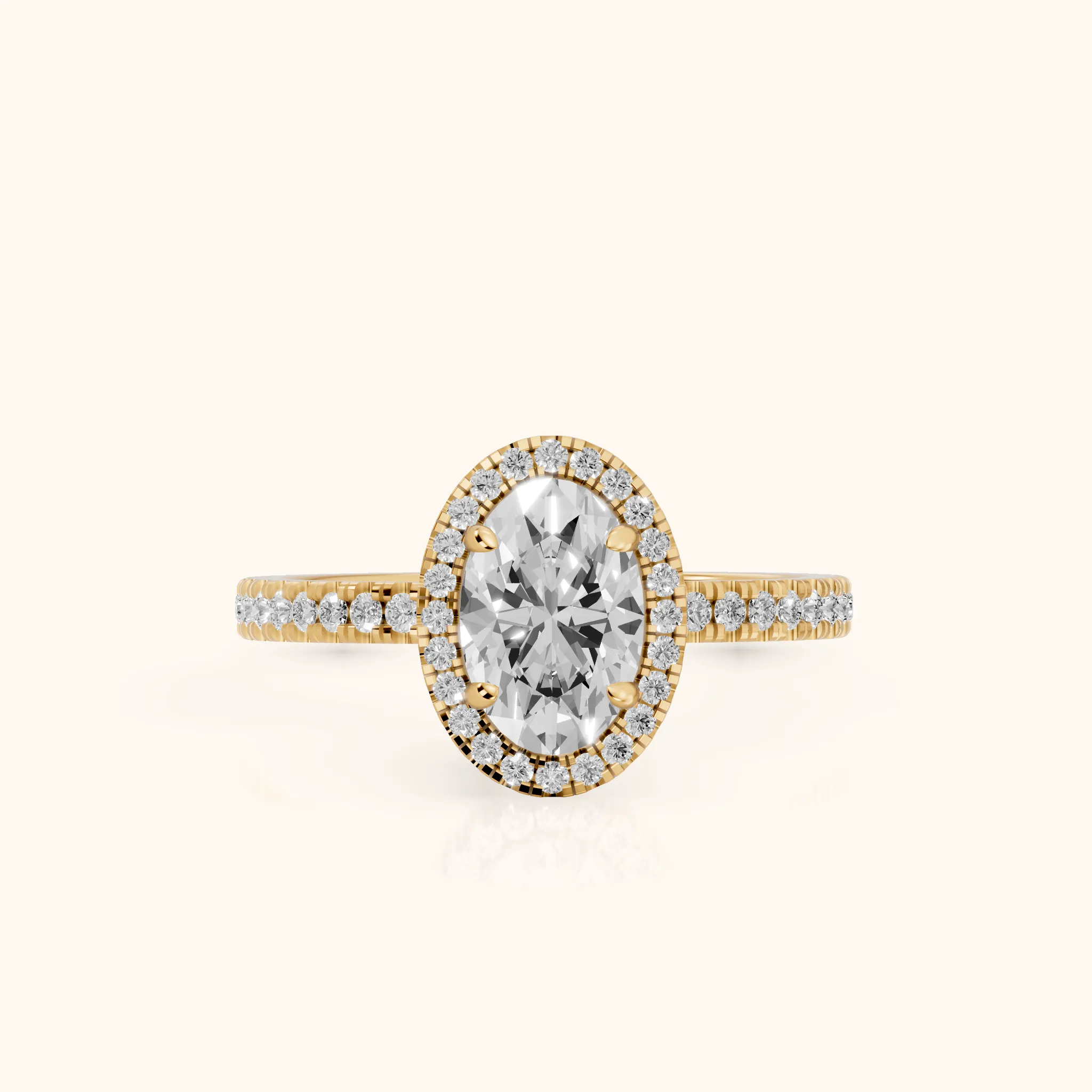 Rosemary Halo Pavé Oval Diamond Engagement Ring in Yellow Gold — view 1