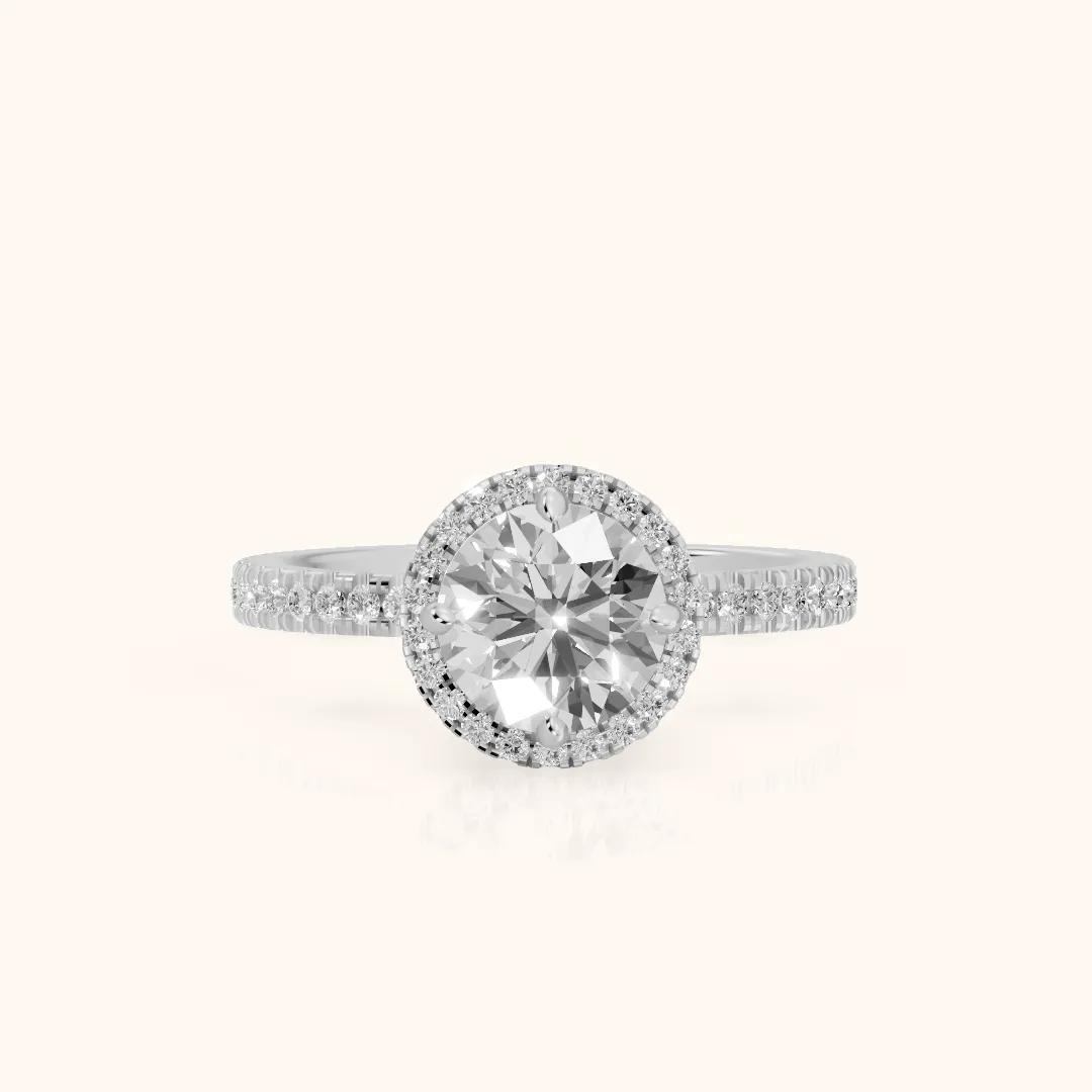Rosemary Halo Pavé Round Diamond Engagement Ring in Platinum — view 2
