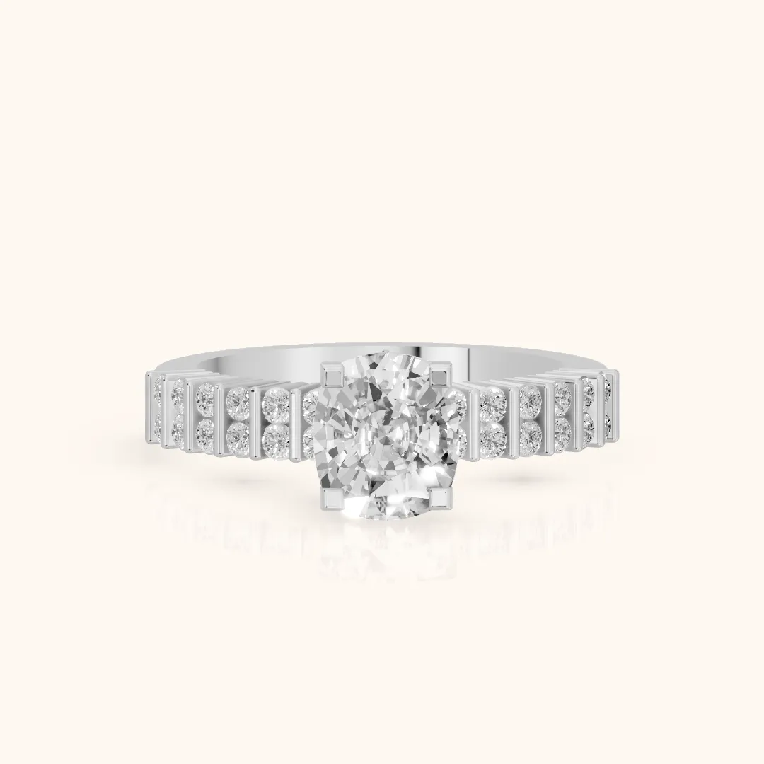 Honor Sidestone Cushion Diamond Engagement Ring in Silver — view 2