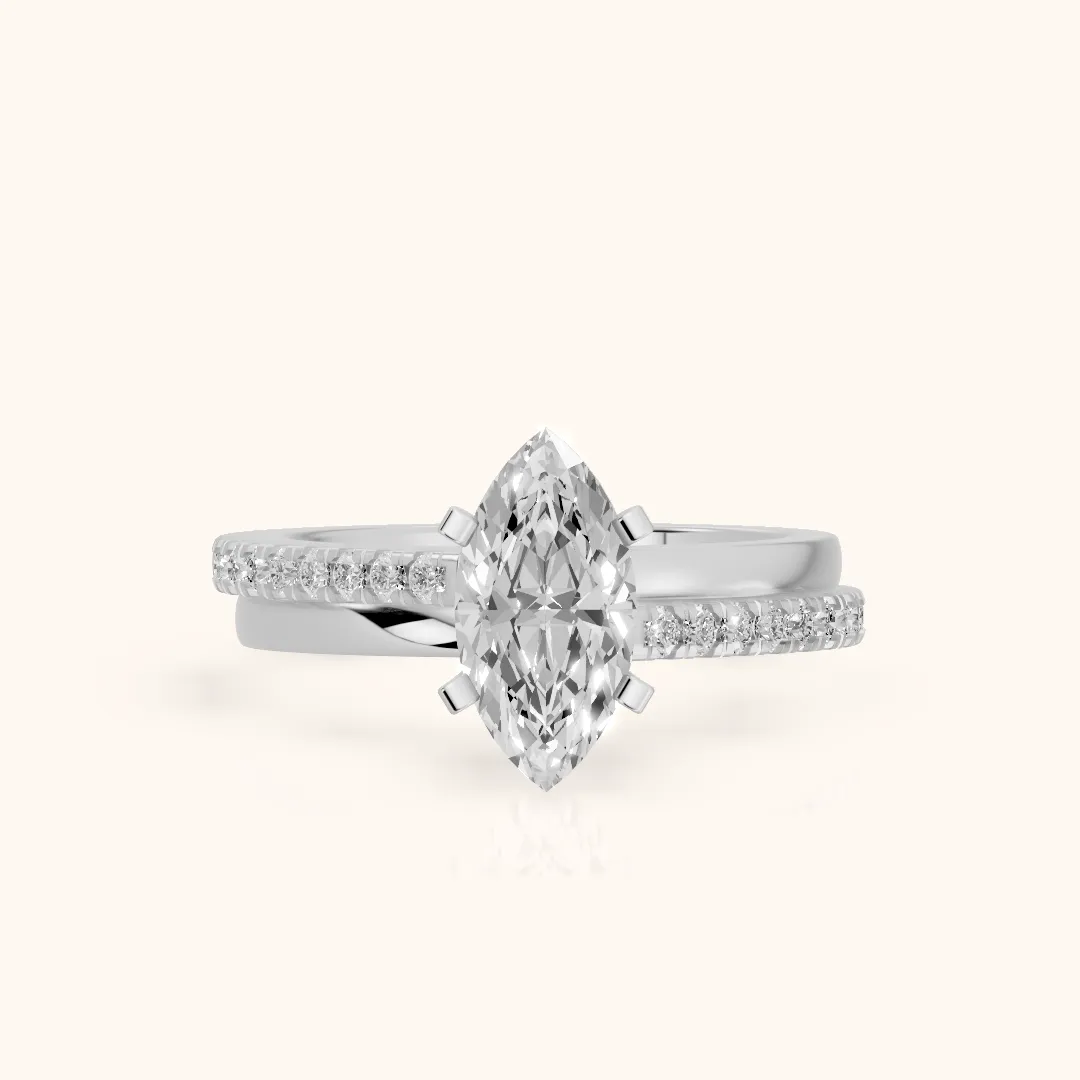 Edith Criss Cross Pavé Marquise Diamond Engagement Ring in Silver — view 2