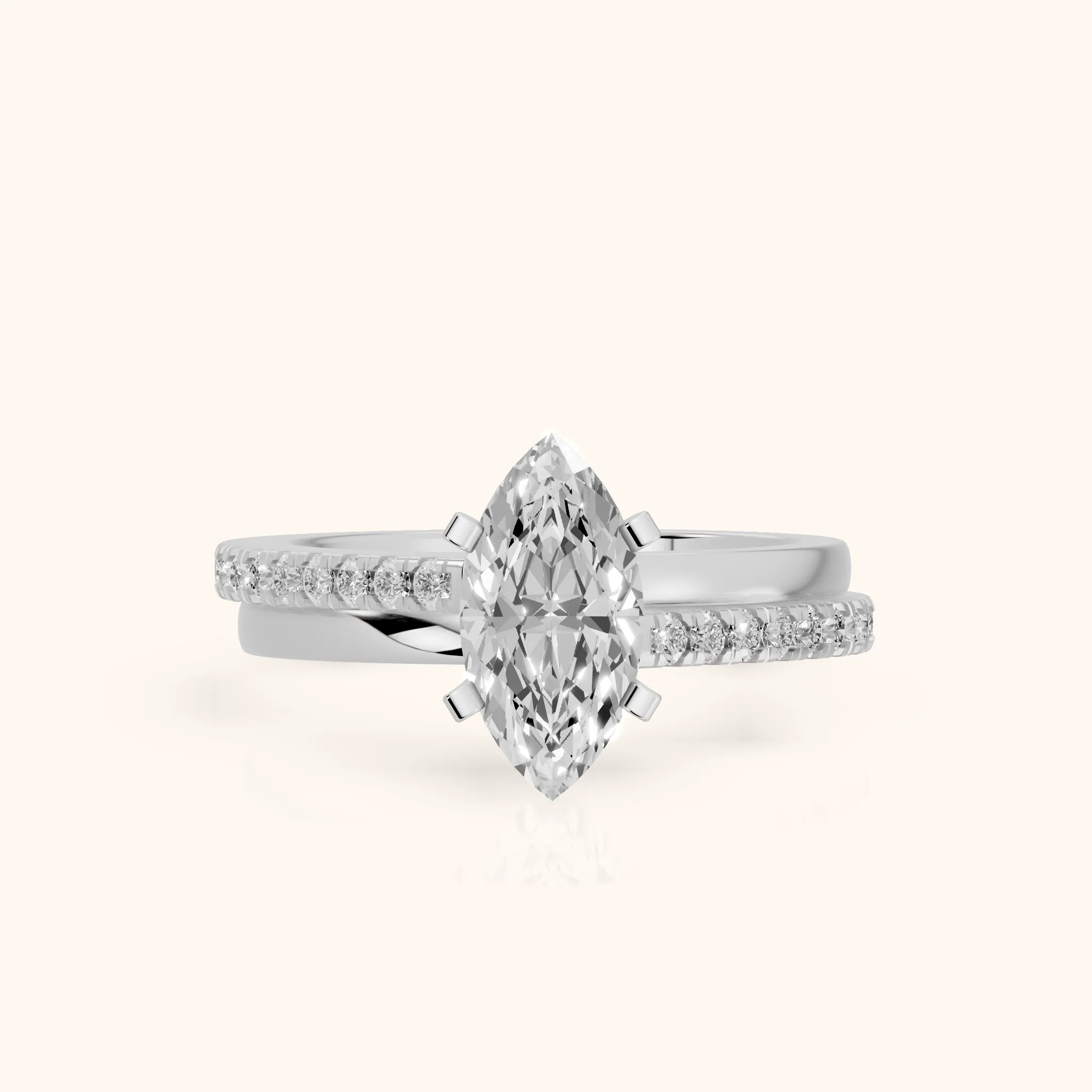 Edith Criss Cross Pavé Marquise Diamond Engagement Ring in Silver — view 1
