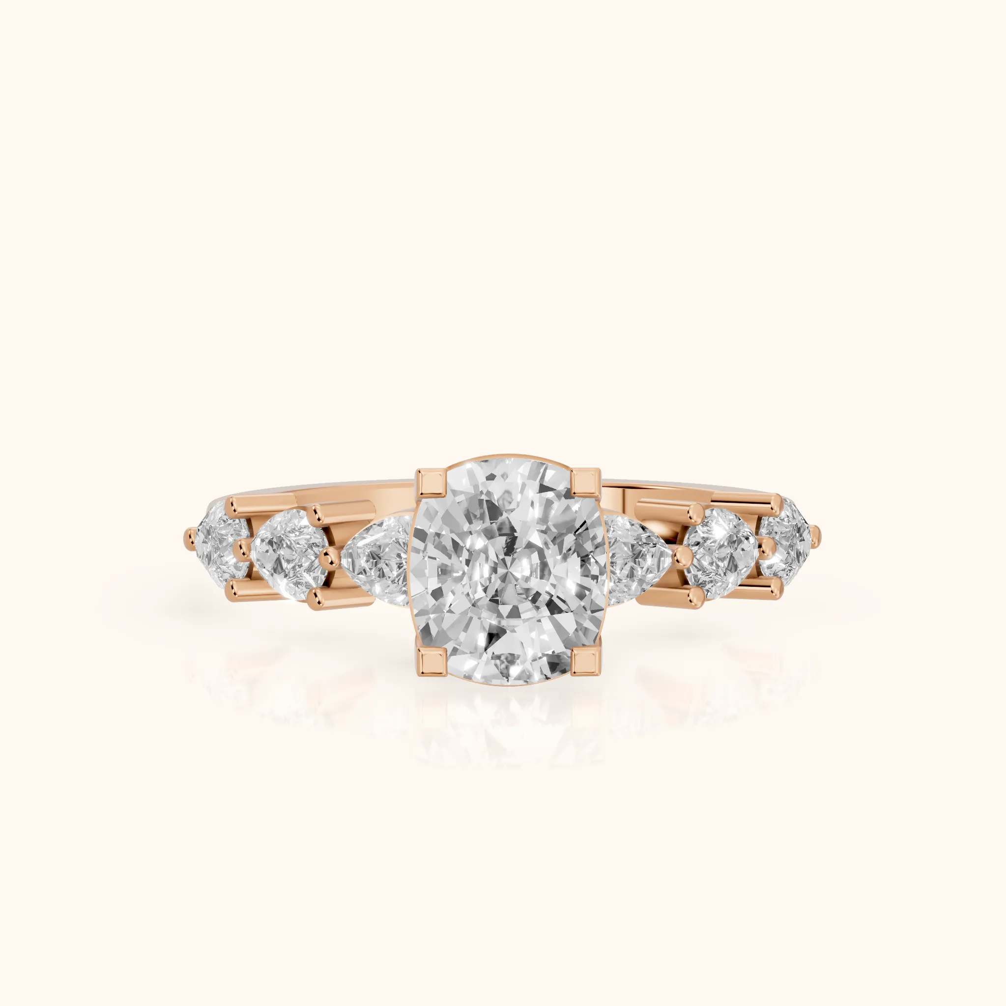 Iris Cushion Diamond Bridal Set in Rose Gold — view 1