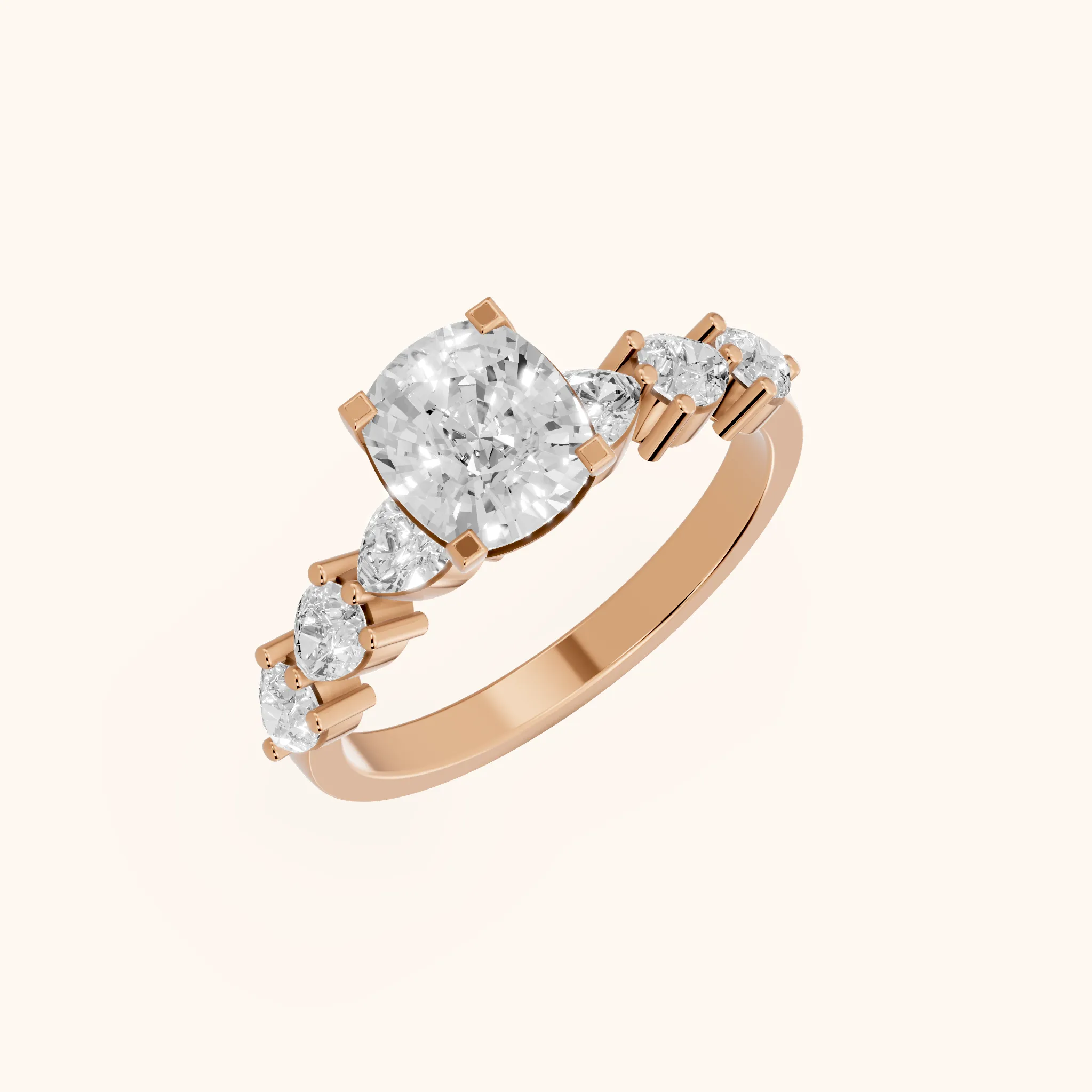 Iris Cushion Diamond Bridal Set in Rose Gold