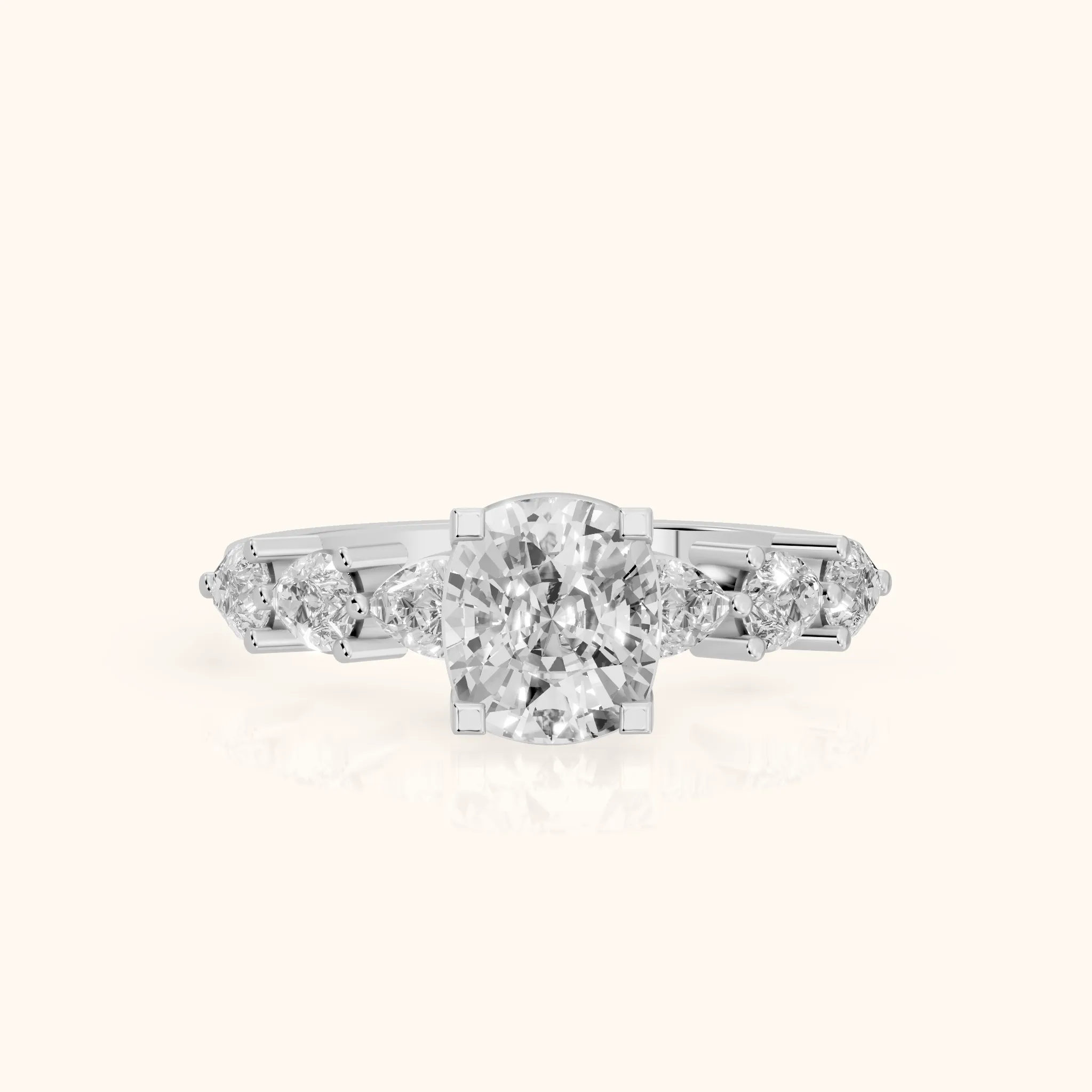 Iris Cushion Diamond Bridal Set in Silver — view 1