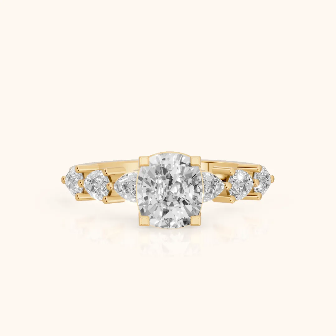 Iris Cushion Diamond Bridal Set in Yellow Gold