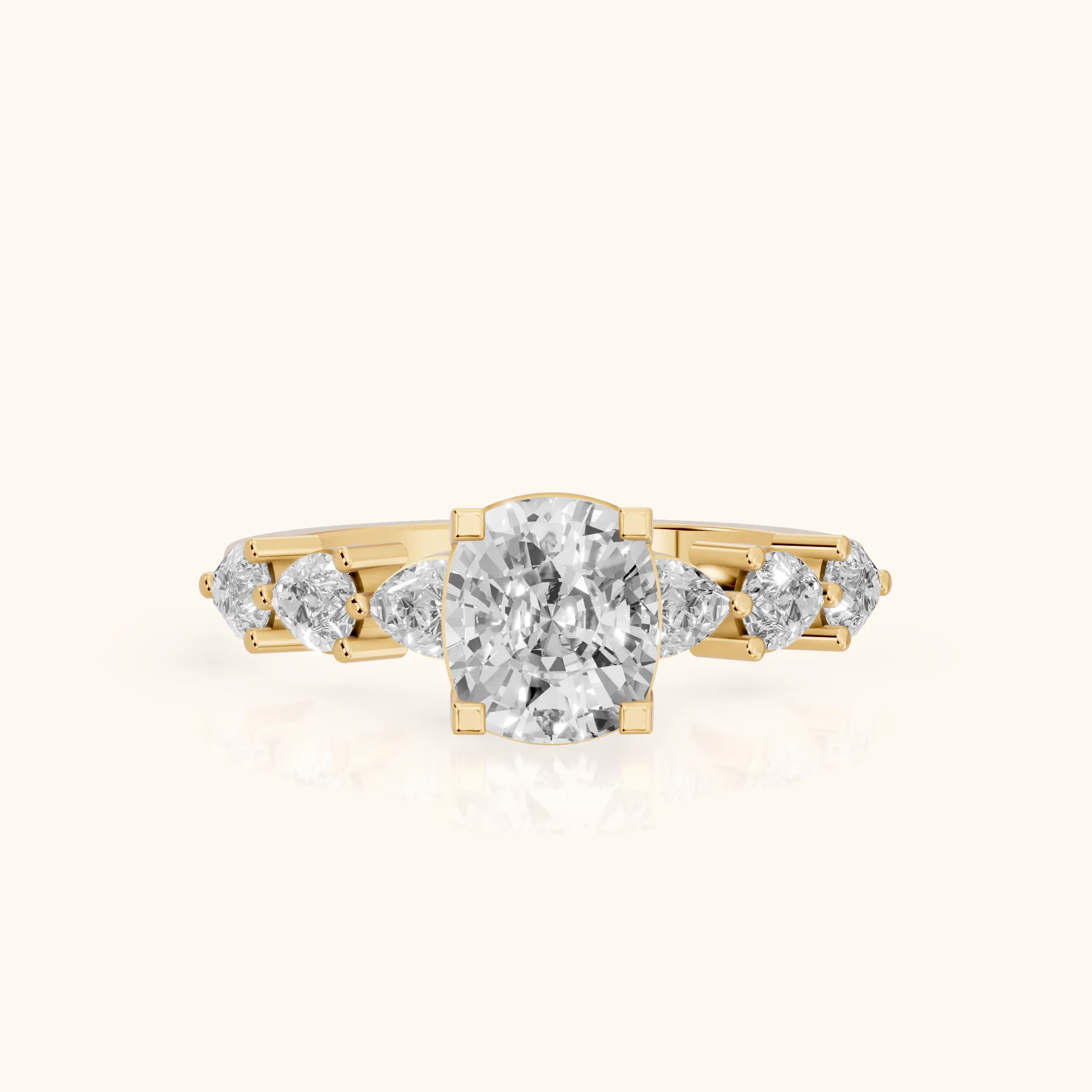 Iris Cushion Diamond Bridal Set in Yellow Gold — view 1