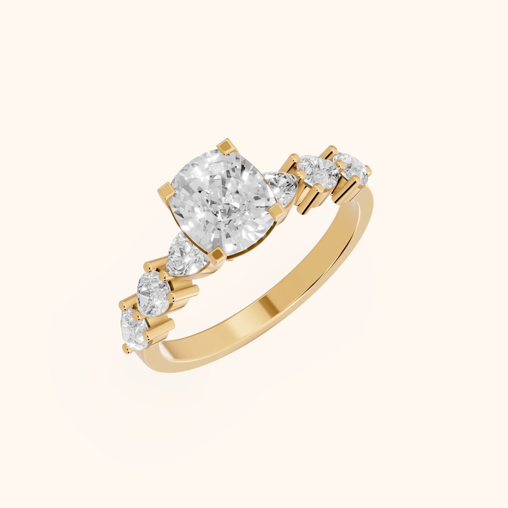 Iris Cushion Diamond Bridal Set in Yellow Gold