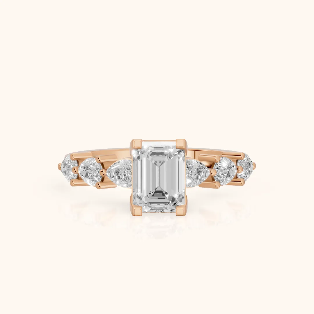 Iris Emerald Diamond Bridal Set in Rose Gold