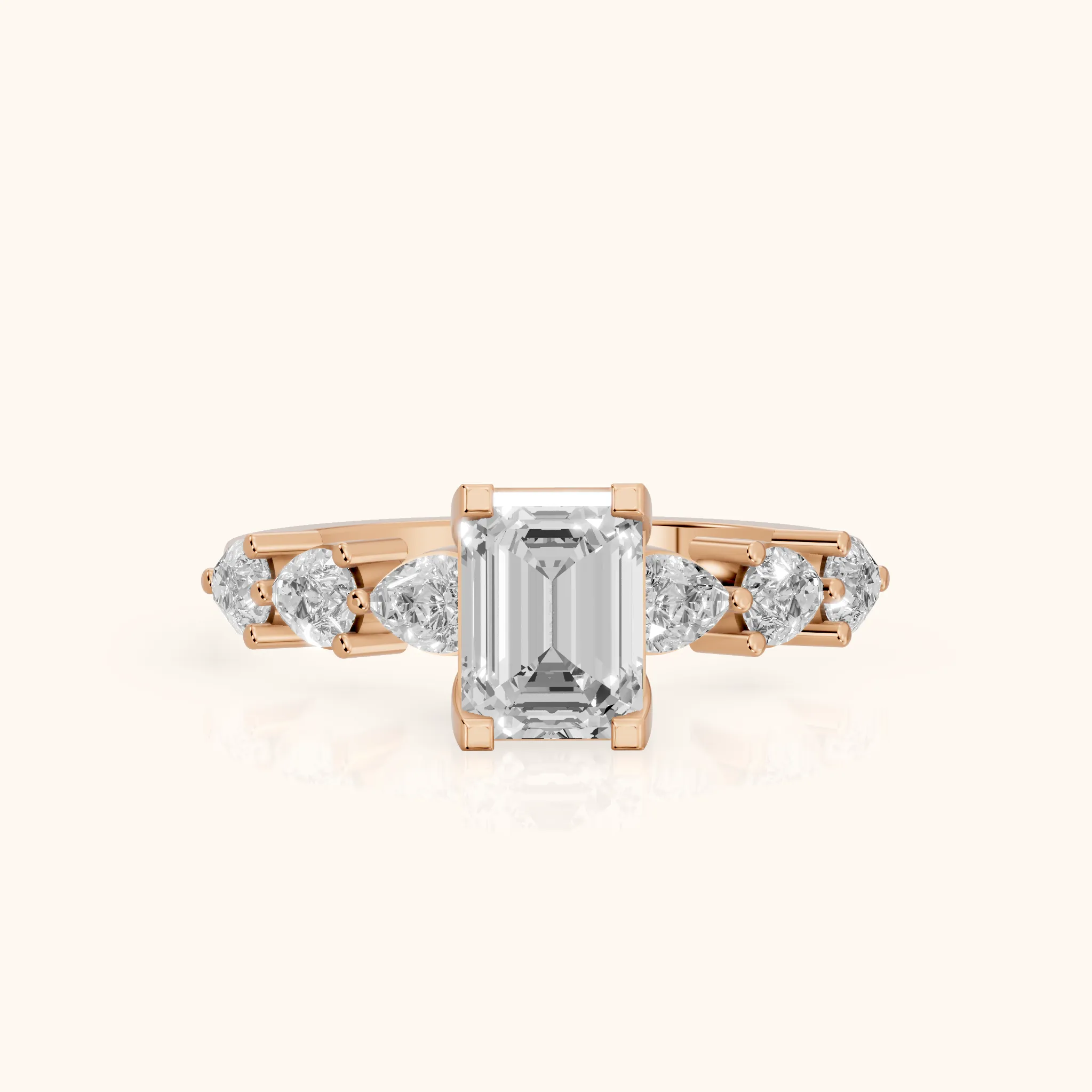 Iris Emerald Diamond Bridal Set in Rose Gold — view 1