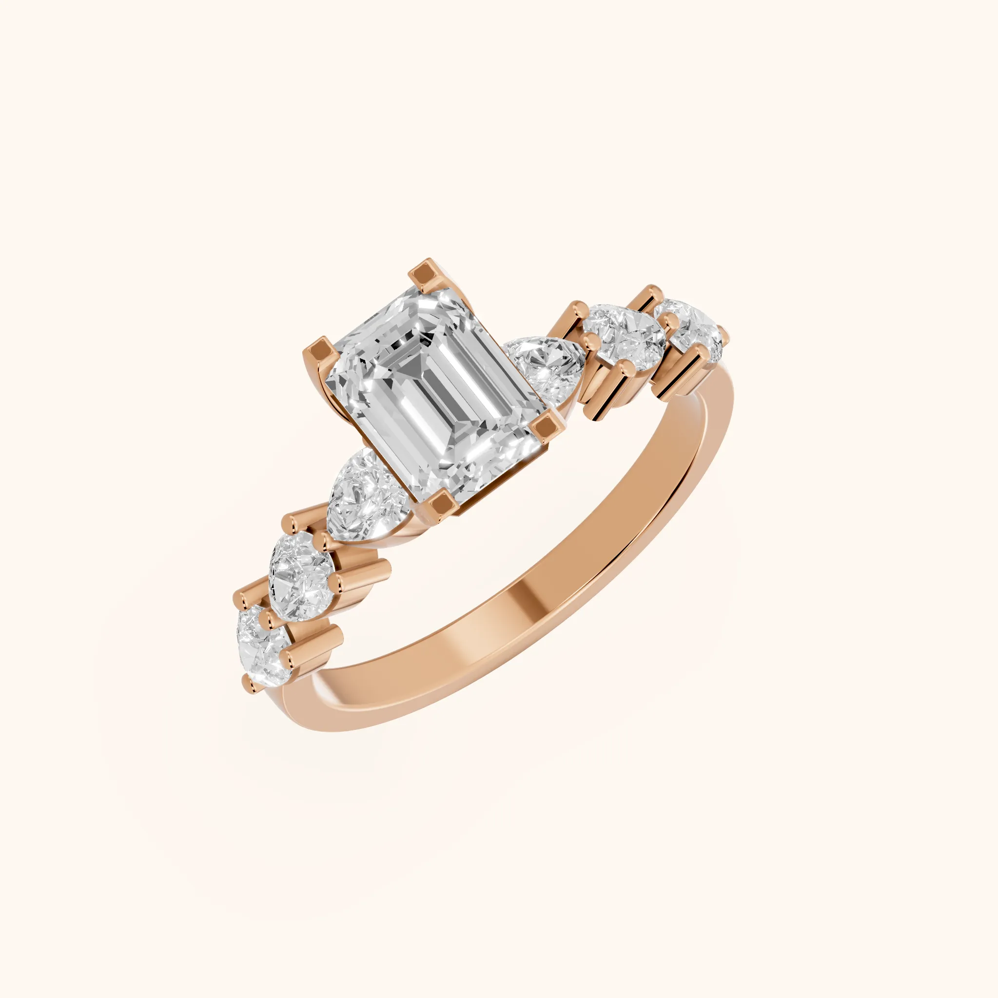 Iris Emerald Diamond Bridal Set in Rose Gold
