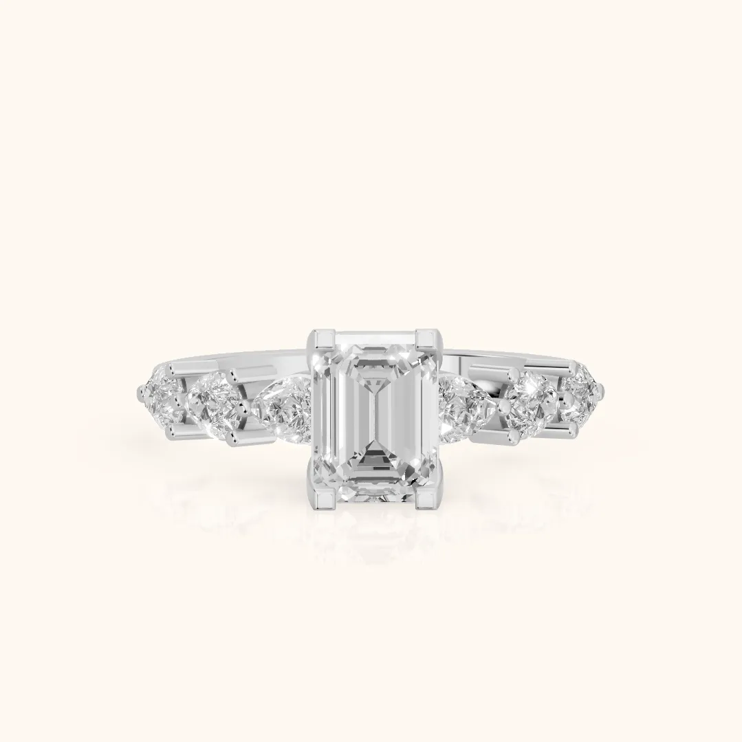 Iris Emerald Diamond Bridal Set in Silver