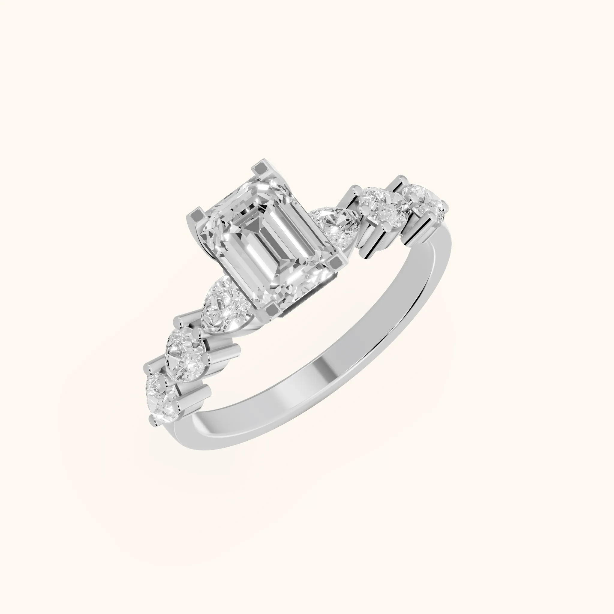 Iris Emerald Diamond Bridal Set in Silver