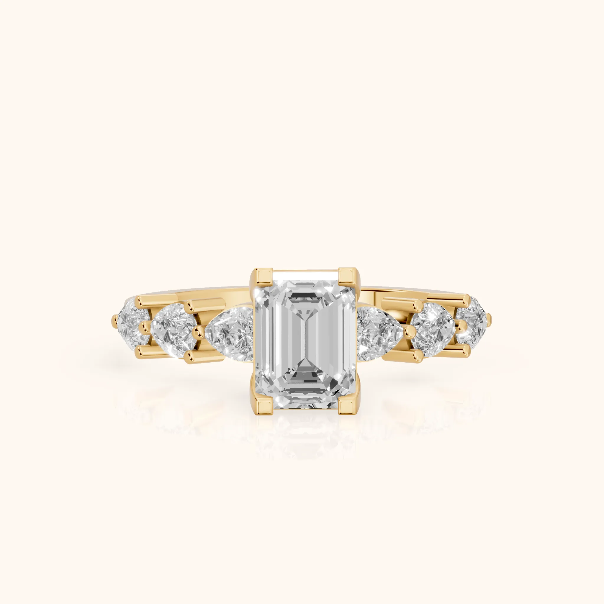Iris Emerald Diamond Bridal Set in Yellow Gold — view 1