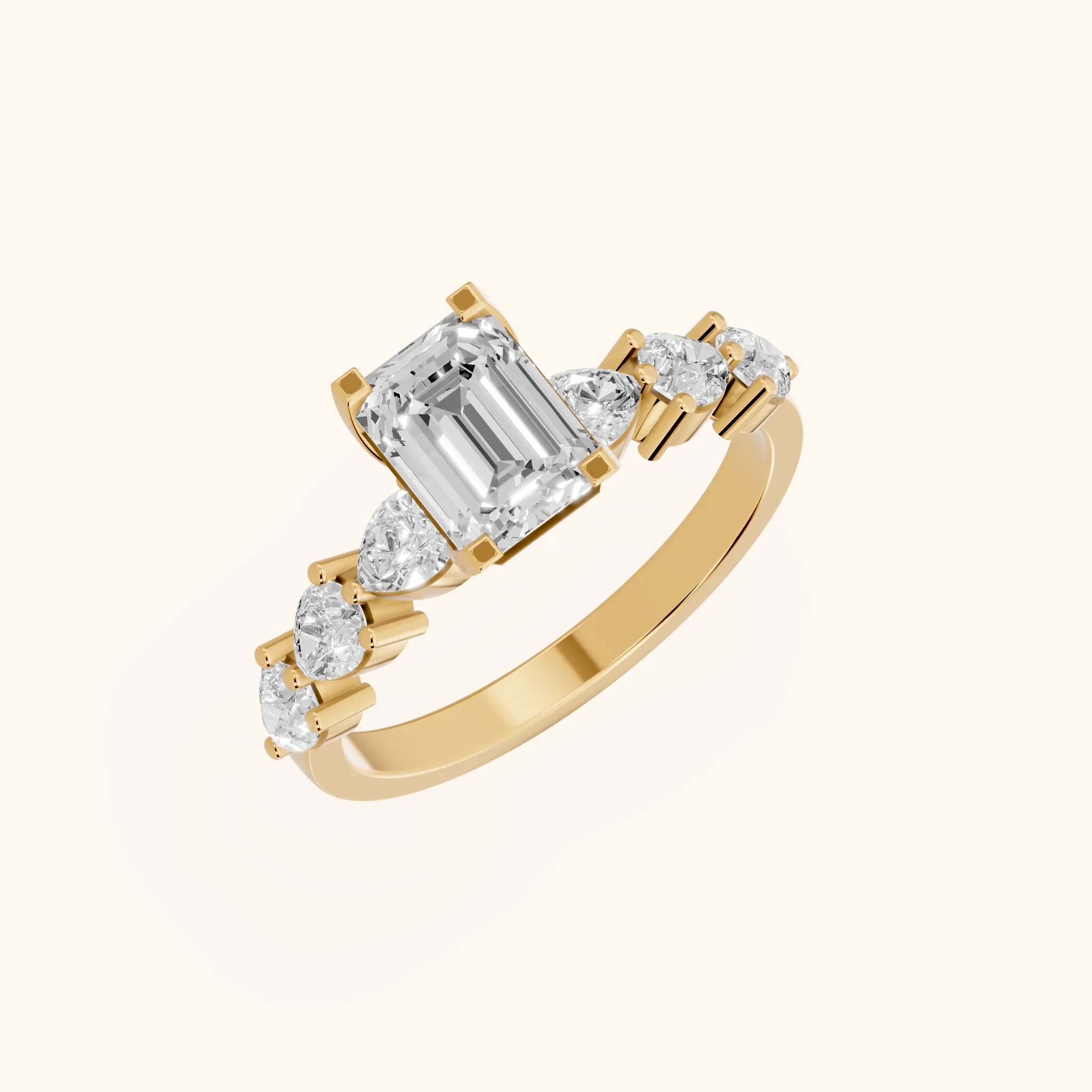 Iris Emerald Diamond Bridal Set in Yellow Gold