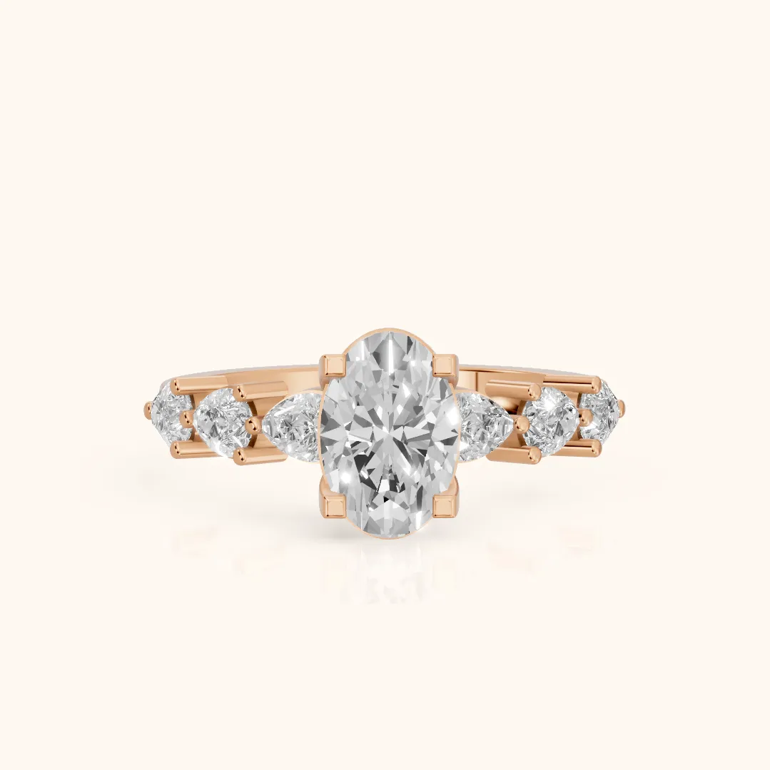 Iris Oval Diamond Bridal Set in Rose Gold