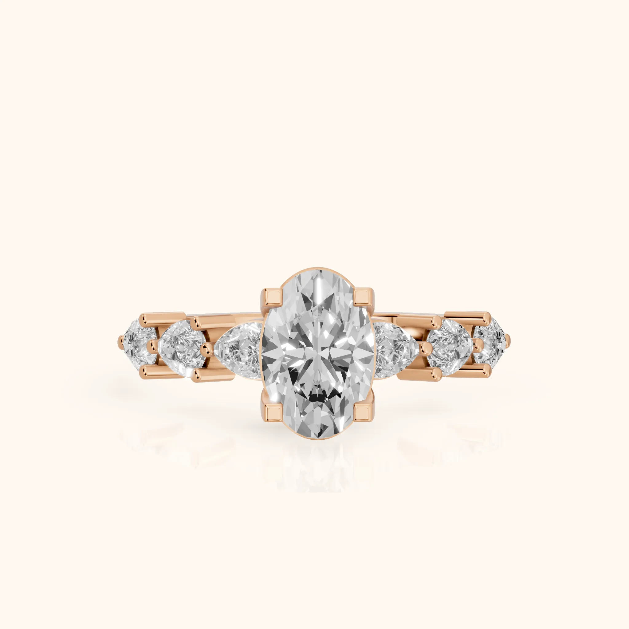 Iris Oval Diamond Bridal Set in Rose Gold — view 1