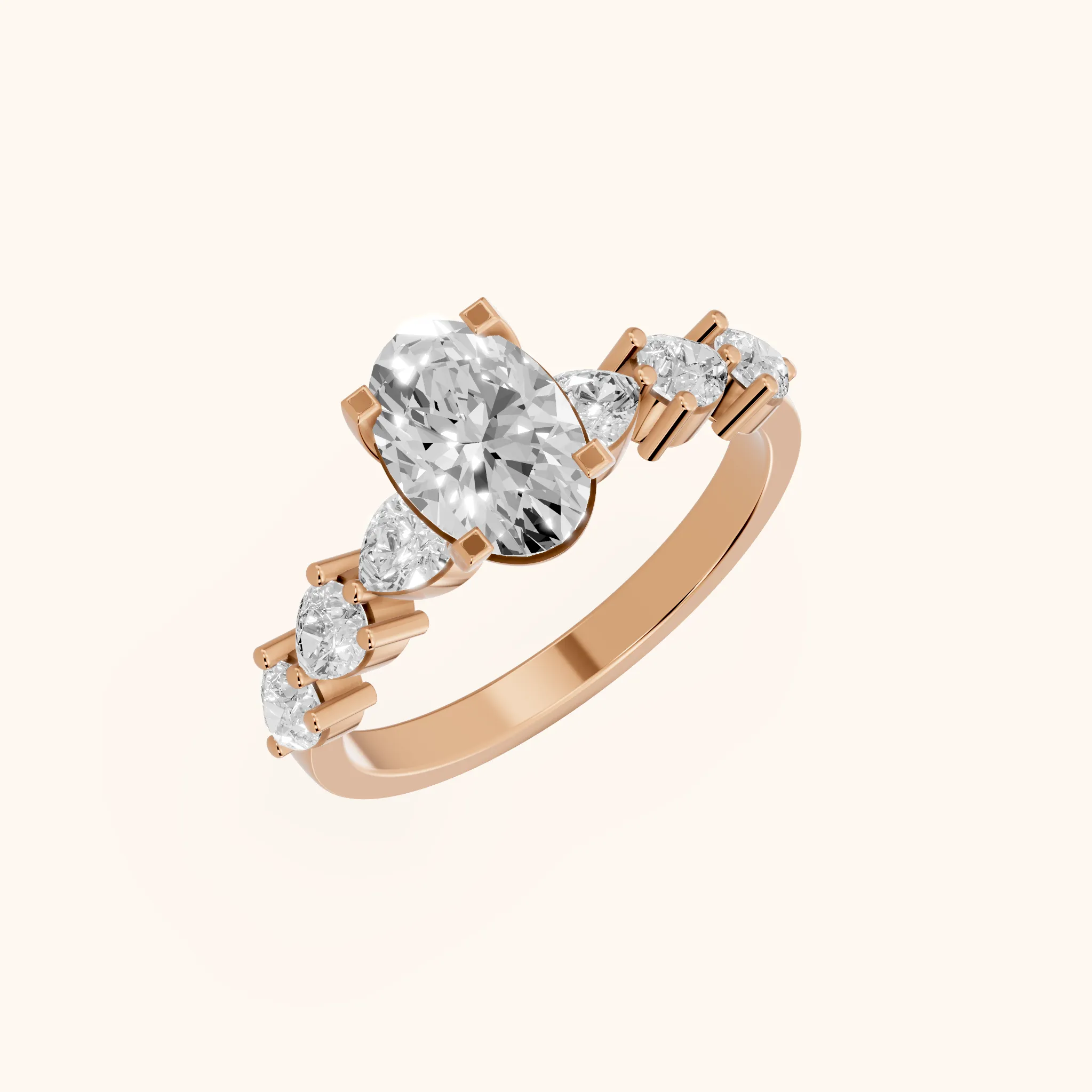 Iris Oval Diamond Bridal Set in Rose Gold