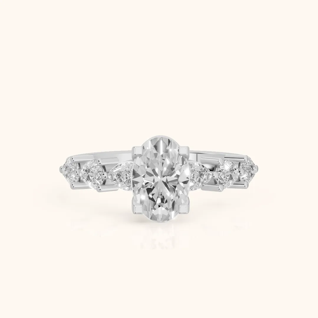 Iris Oval Diamond Bridal Set in Silver