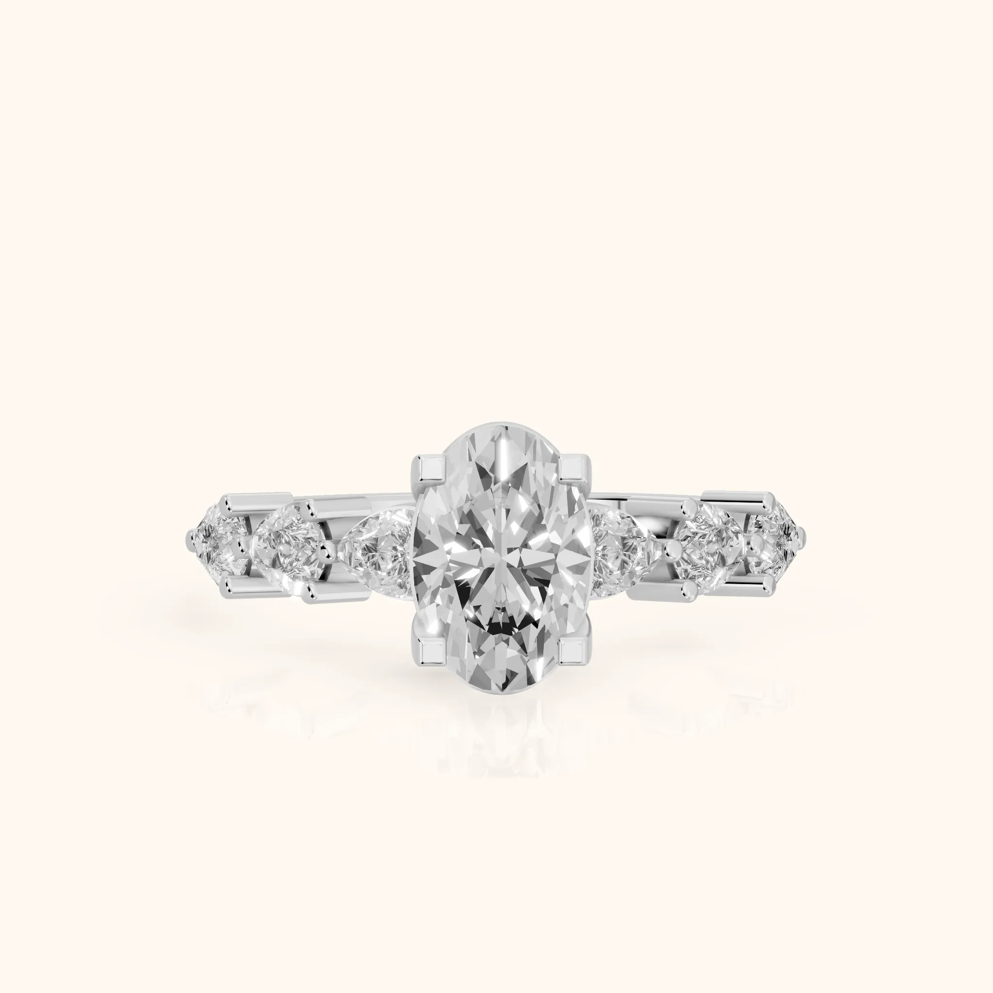 Iris Oval Diamond Bridal Set in Silver — view 1
