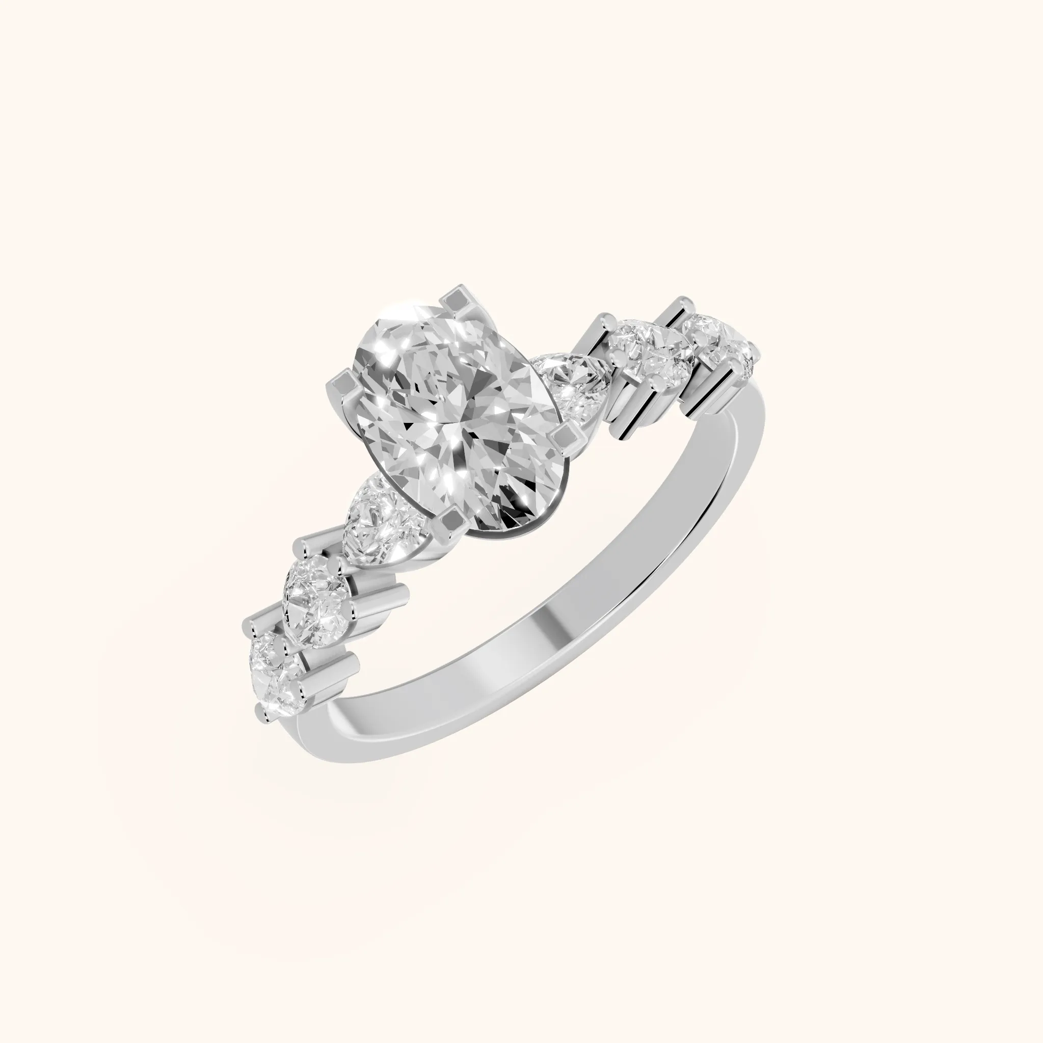 Iris Oval Diamond Bridal Set in Silver
