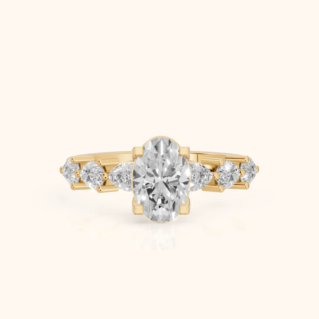 Iris Oval Diamond Bridal Set in Yellow Gold