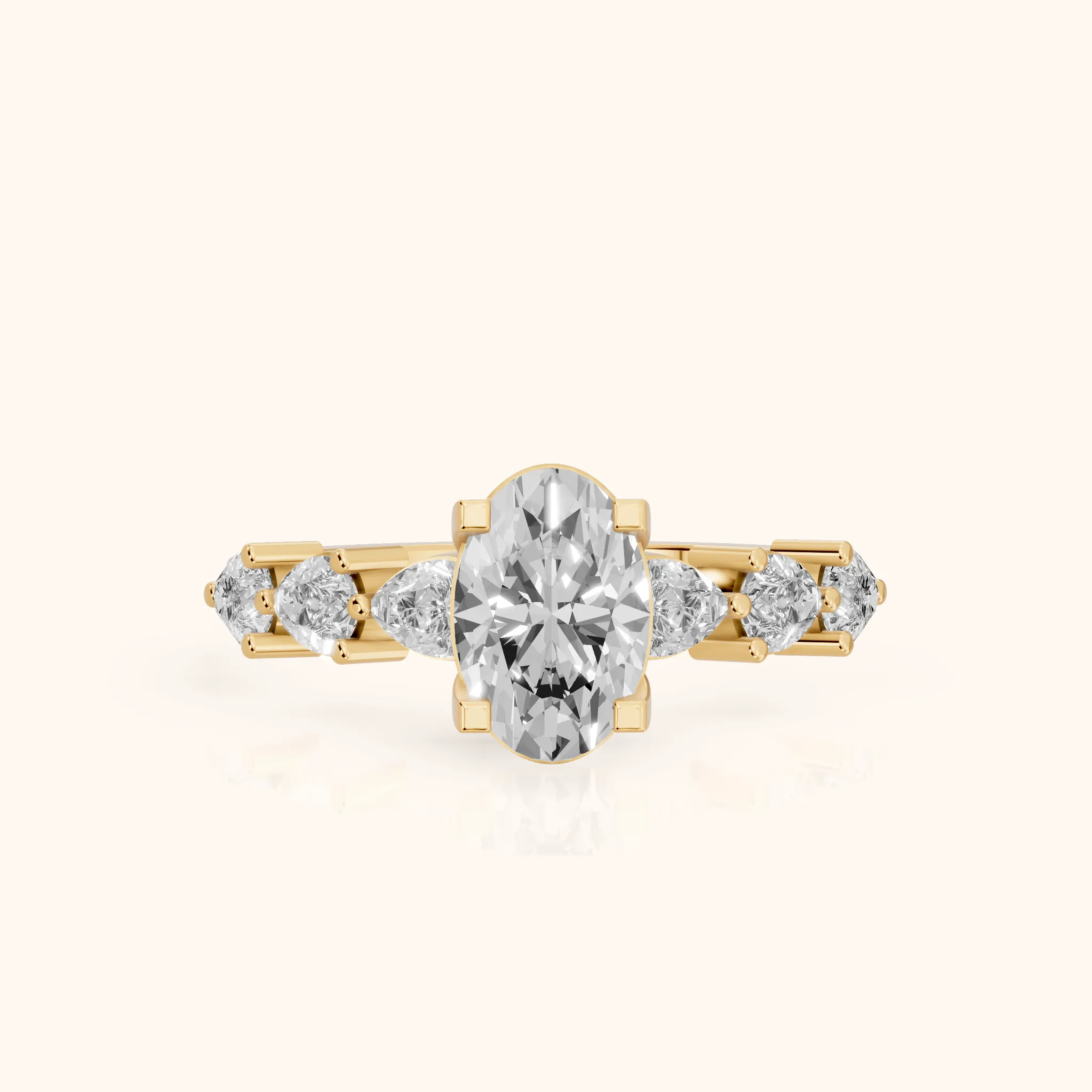 Iris Oval Diamond Bridal Set in Yellow Gold — view 1
