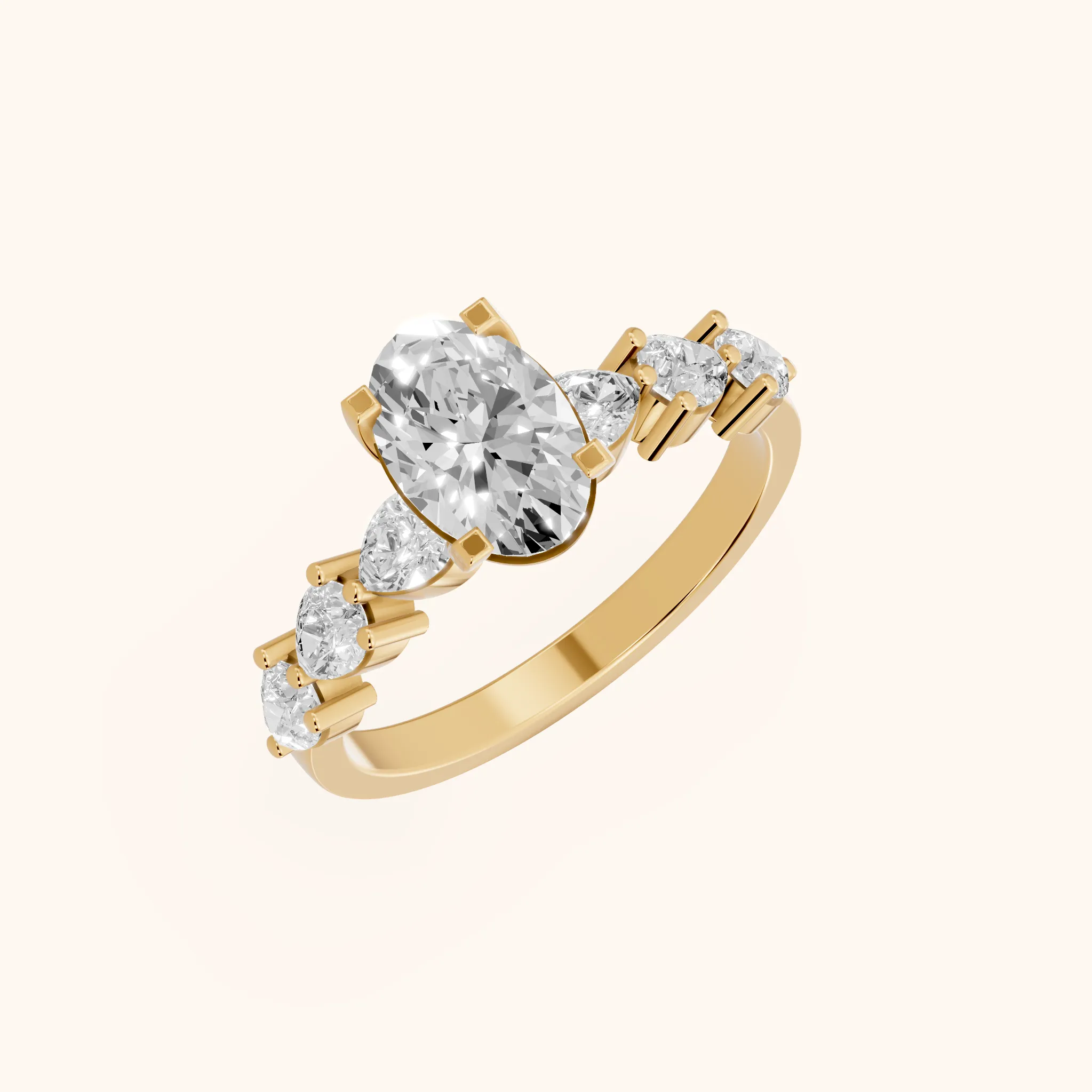Iris Oval Diamond Bridal Set in Yellow Gold