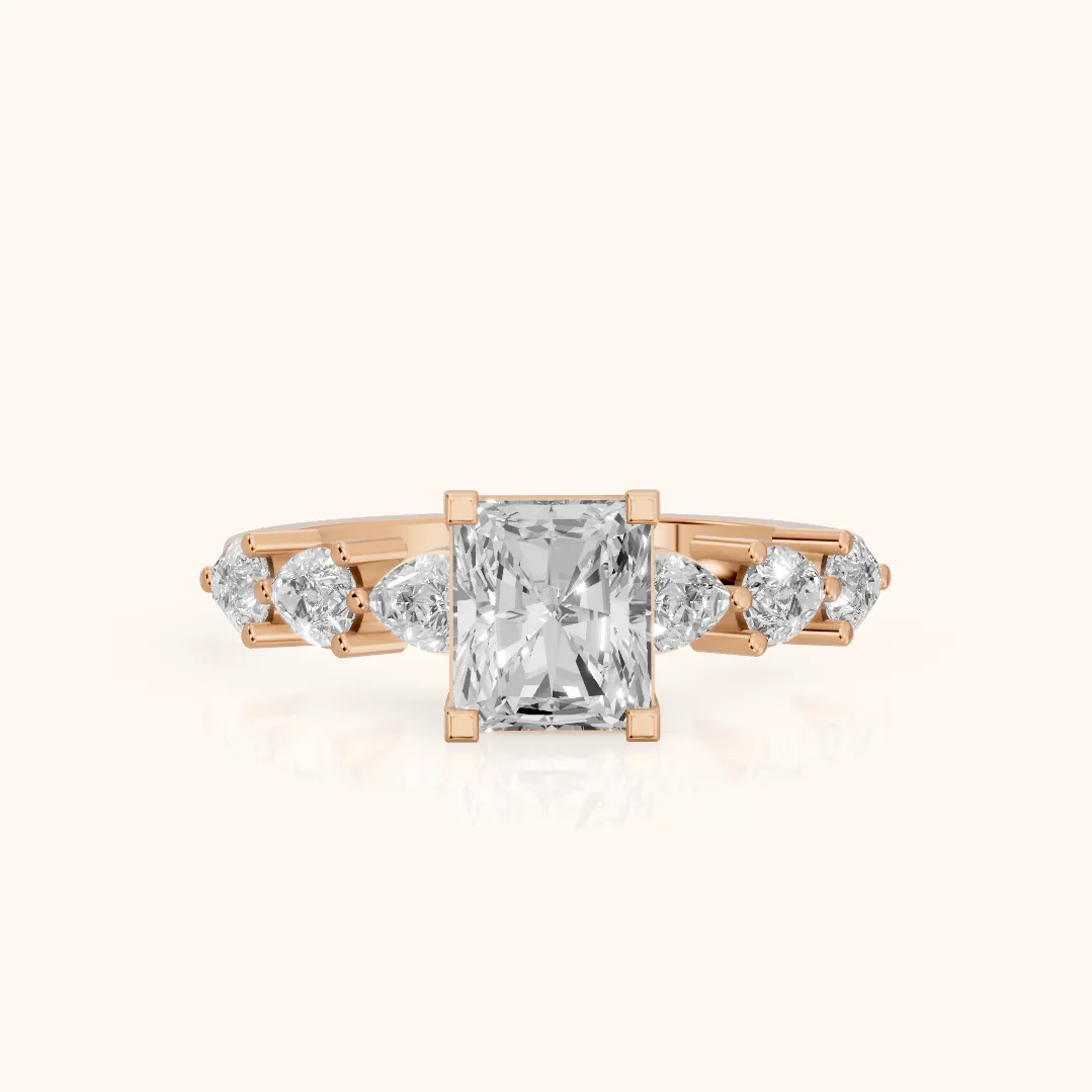 Iris Radiant Diamond Bridal Set in Rose Gold