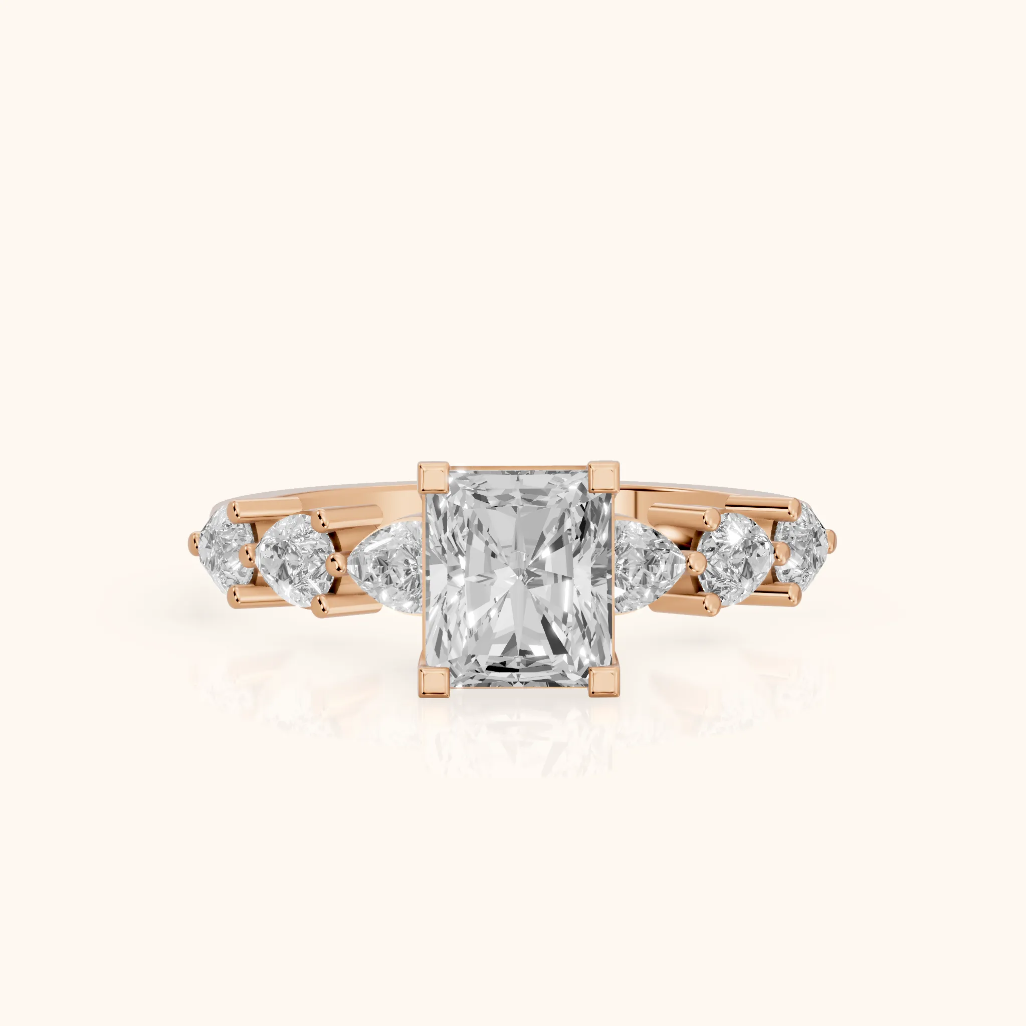 Iris Radiant Diamond Bridal Set in Rose Gold — view 1