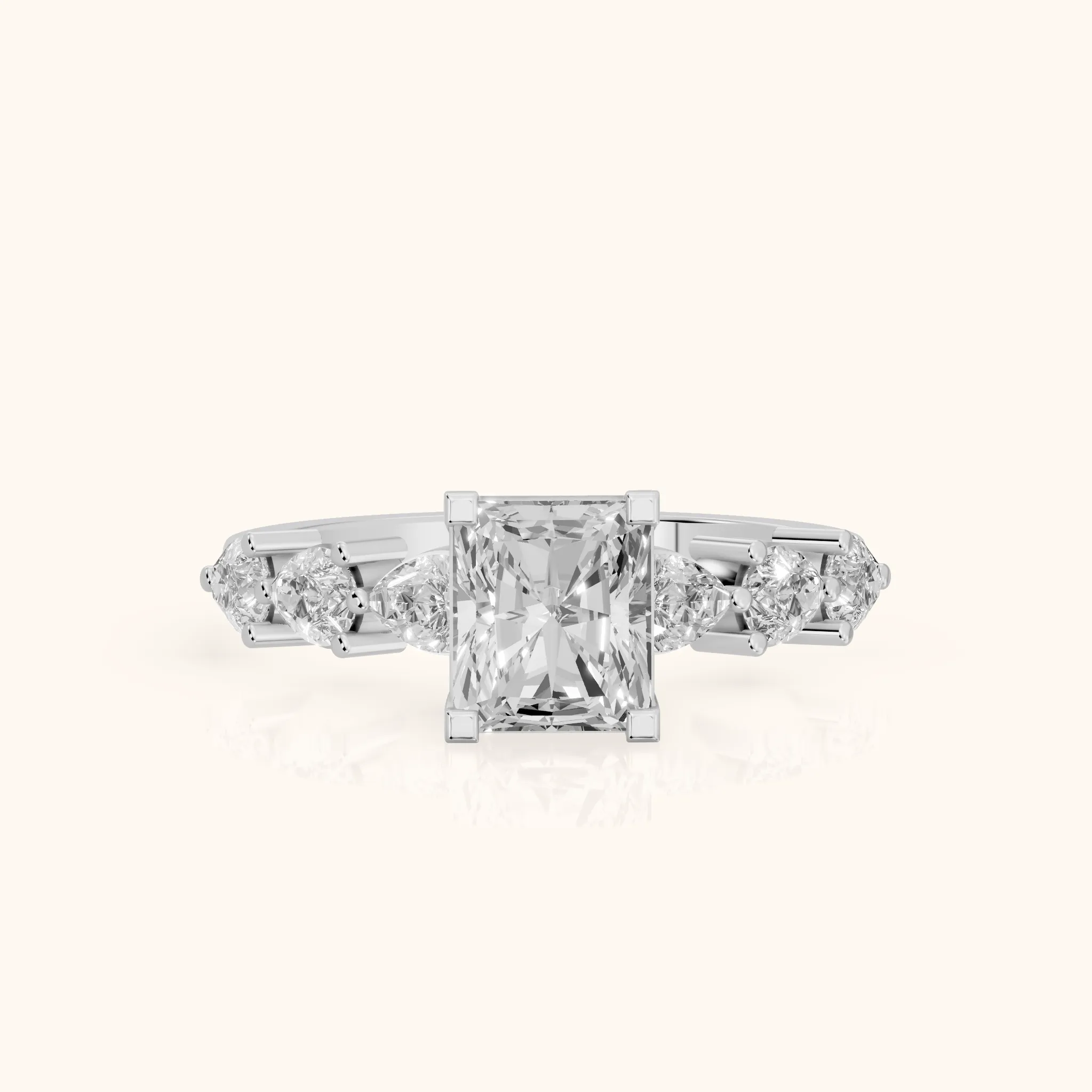 Iris Radiant Diamond Bridal Set in Silver — view 1