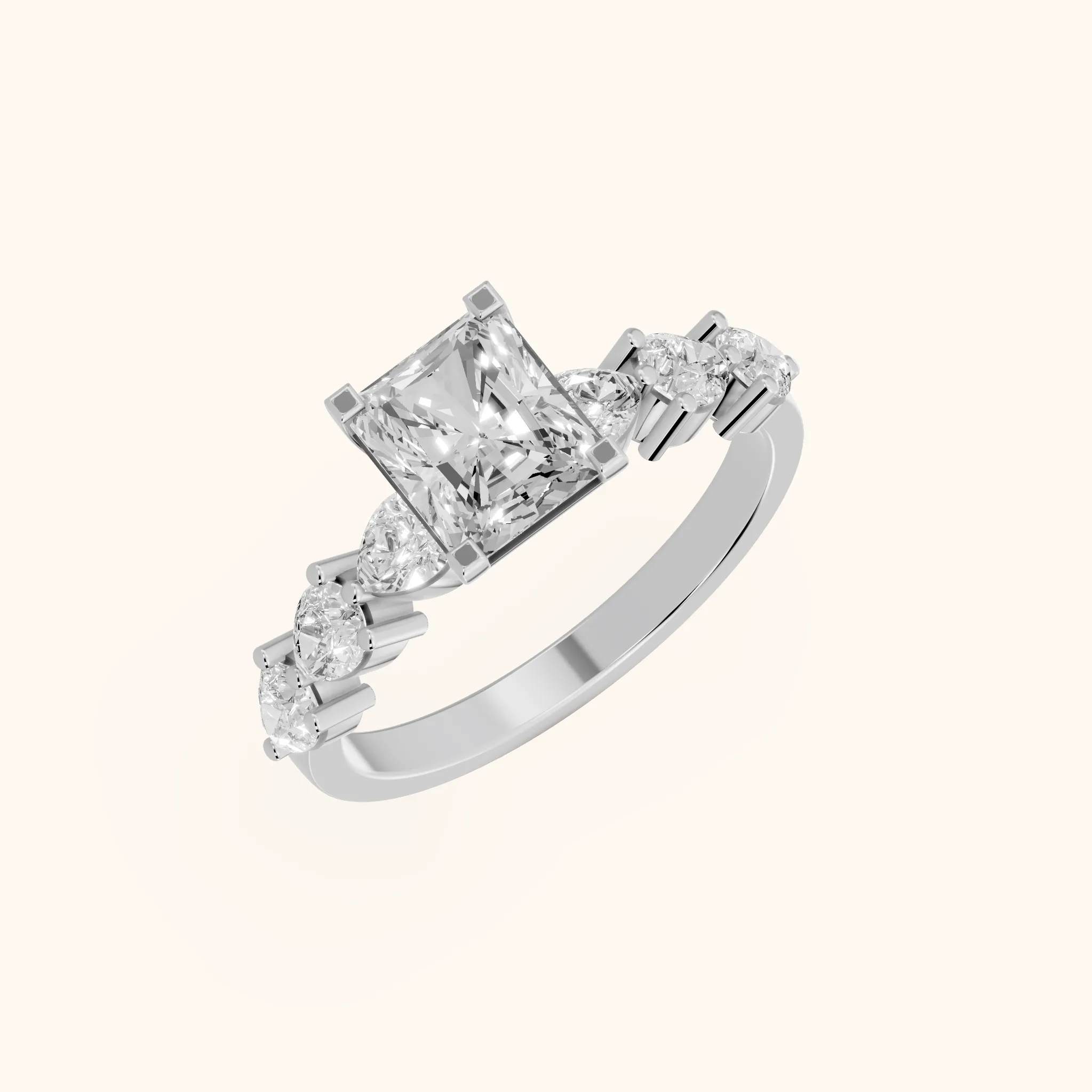 Iris Radiant Diamond Bridal Set in Platinum