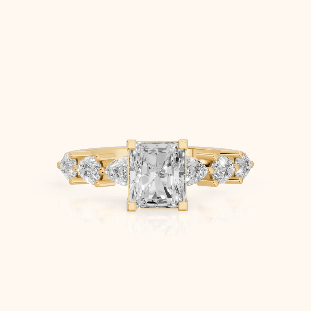 Iris Radiant Diamond Bridal Set in Yellow Gold