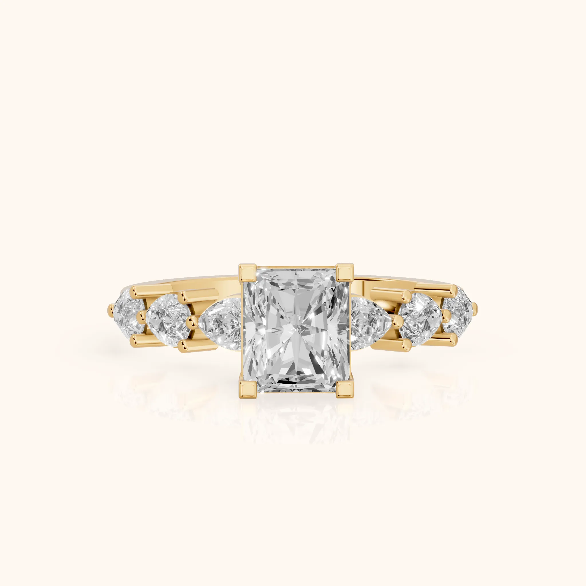 Iris Radiant Diamond Bridal Set in Yellow Gold — view 1