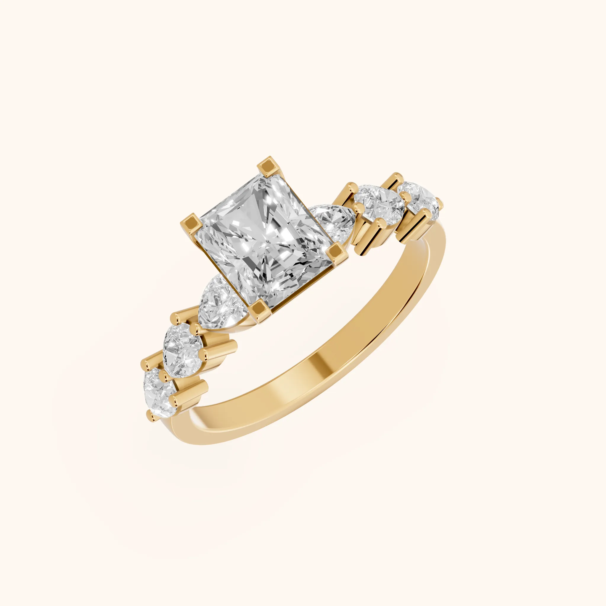 Iris Radiant Diamond Bridal Set in Yellow Gold