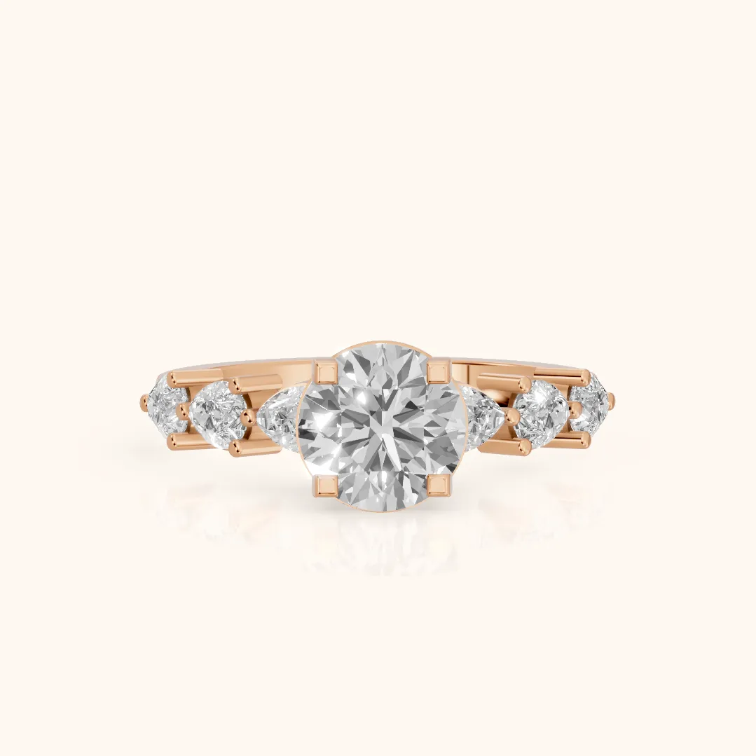 Iris Round Diamond Bridal Set in Rose Gold