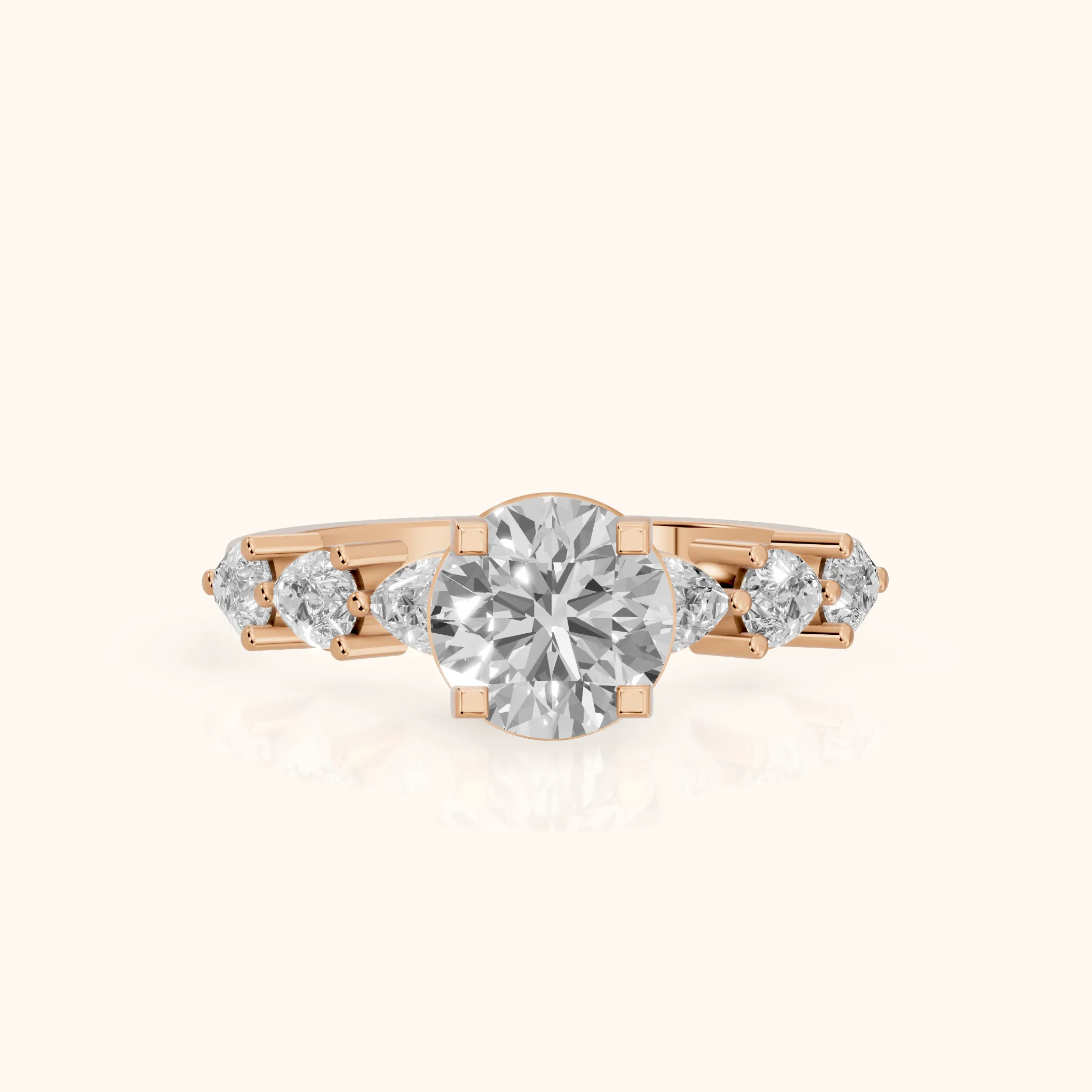 Iris Round Diamond Bridal Set in Rose Gold — view 1