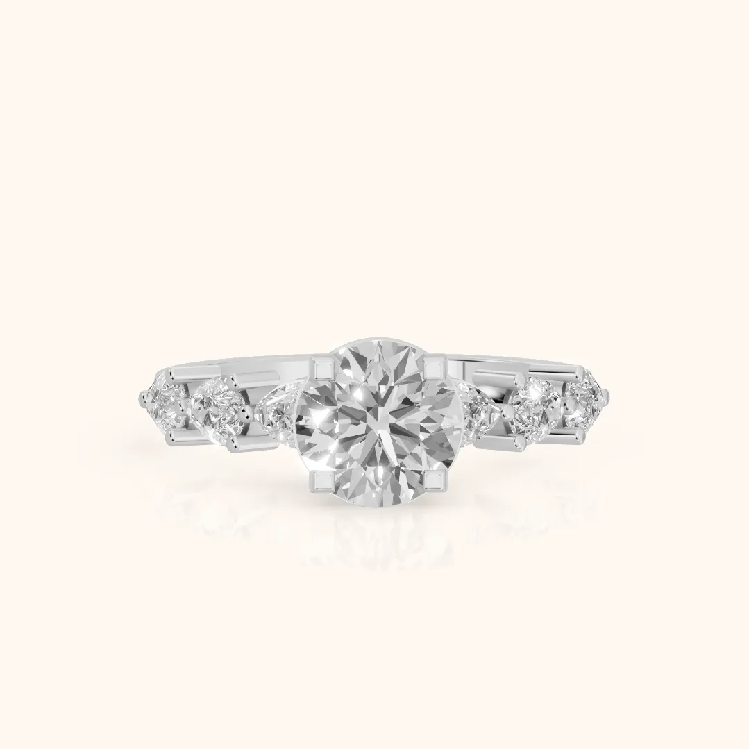 Iris Round Diamond Bridal Set in Platinum