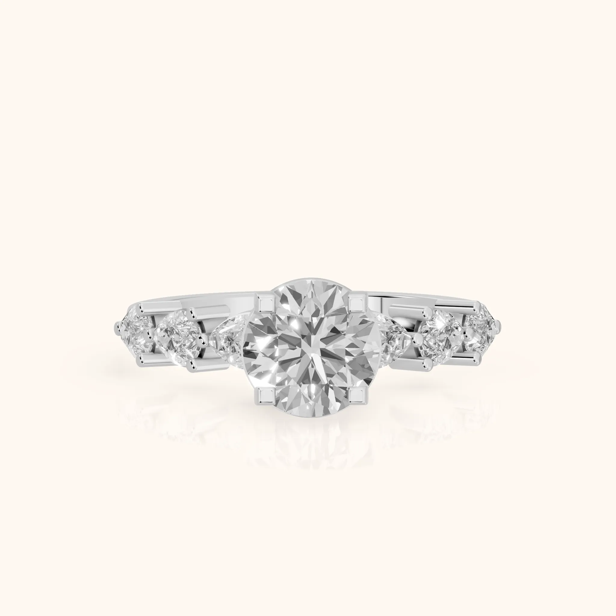 Iris Round Diamond Bridal Set in Platinum — view 1