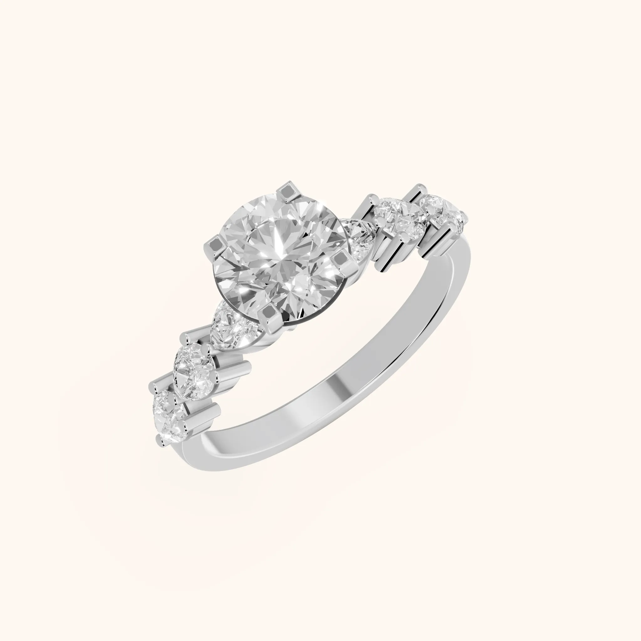 Iris Round Diamond Bridal Set in Platinum